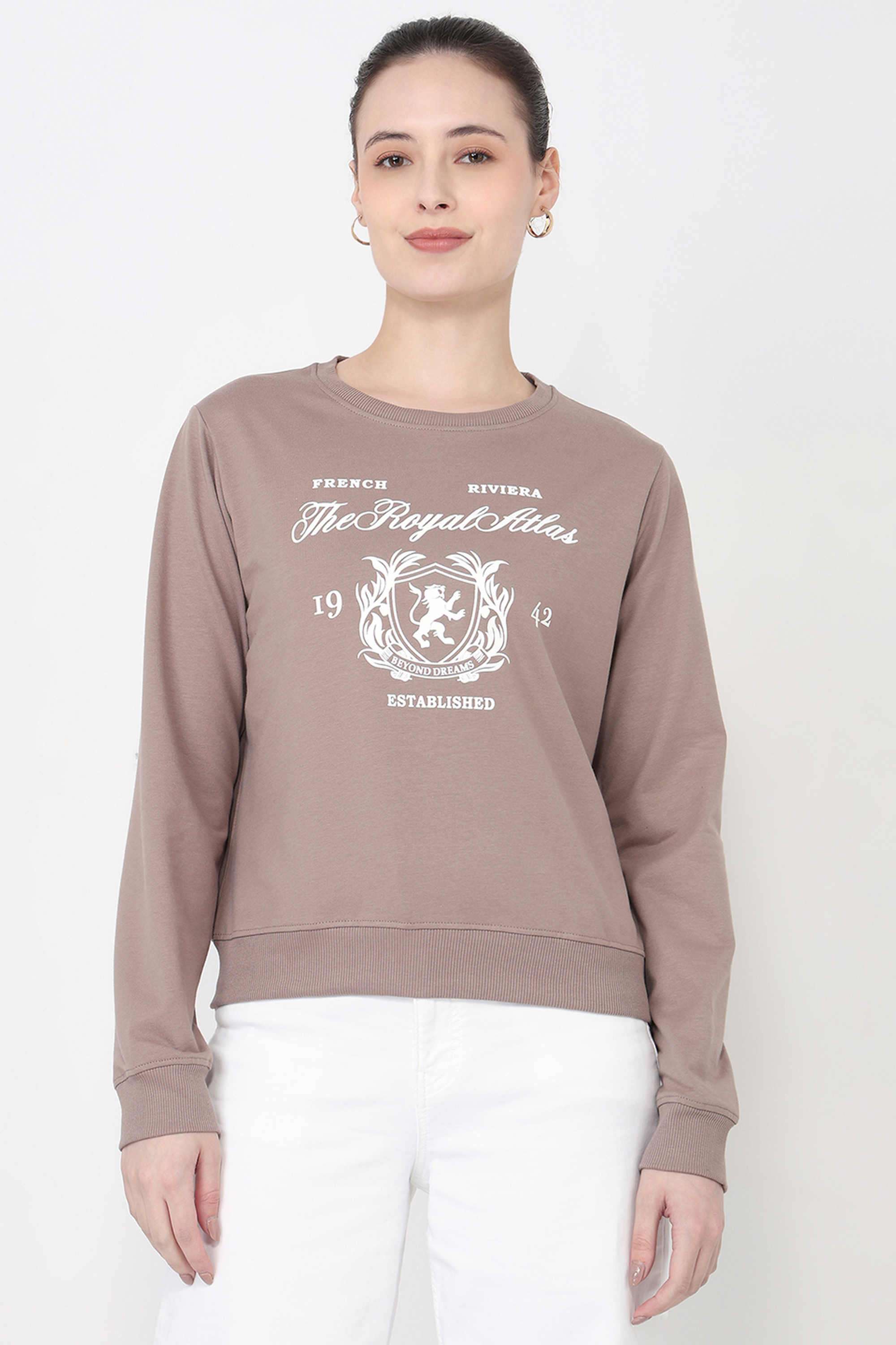 Printed-Blended-Fabric-Round-Neck-Women-s-Sweatshirt