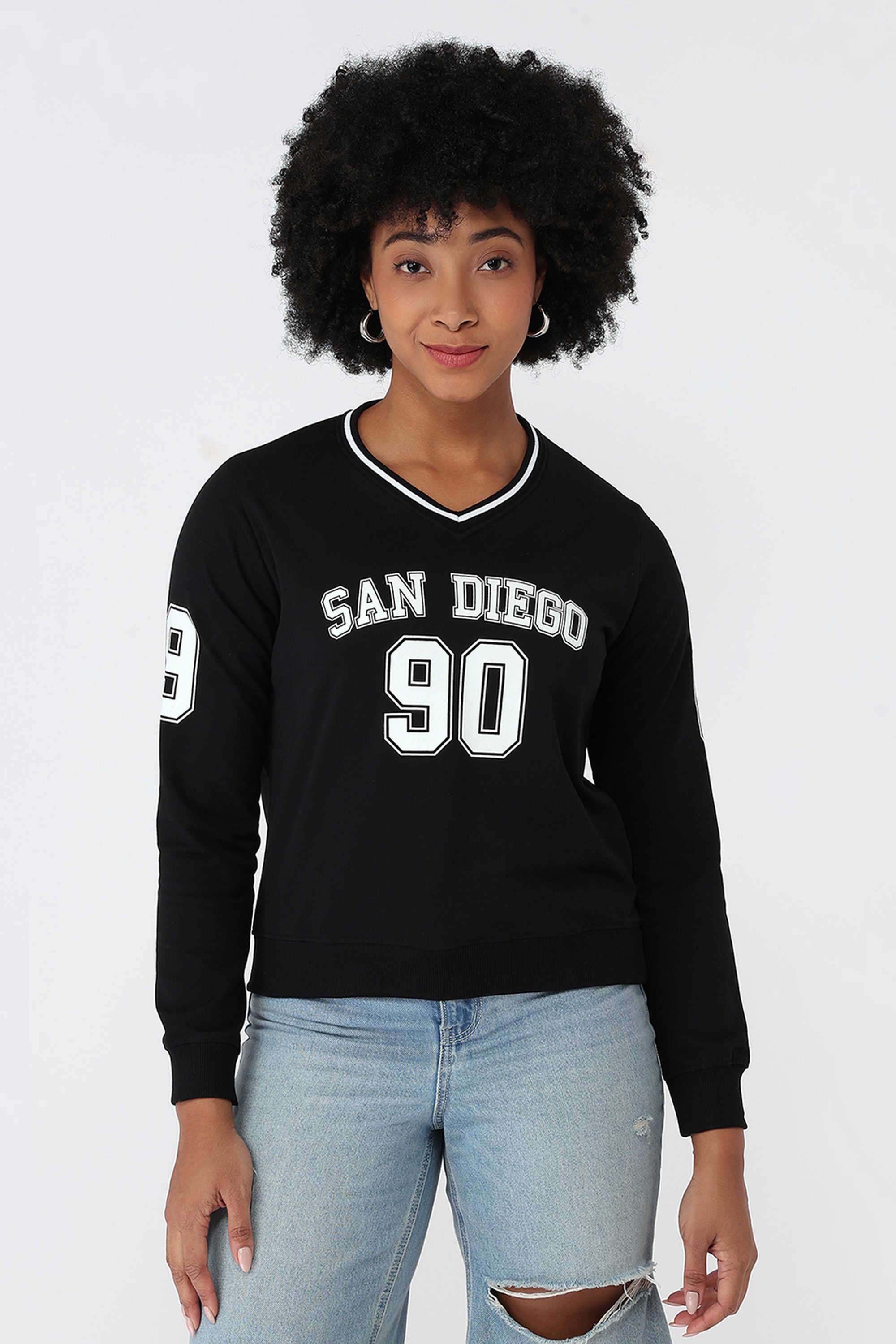 Printed-V-Neck-Blended-Fabric-Women-s-Casual-Wear-Sweatshirt