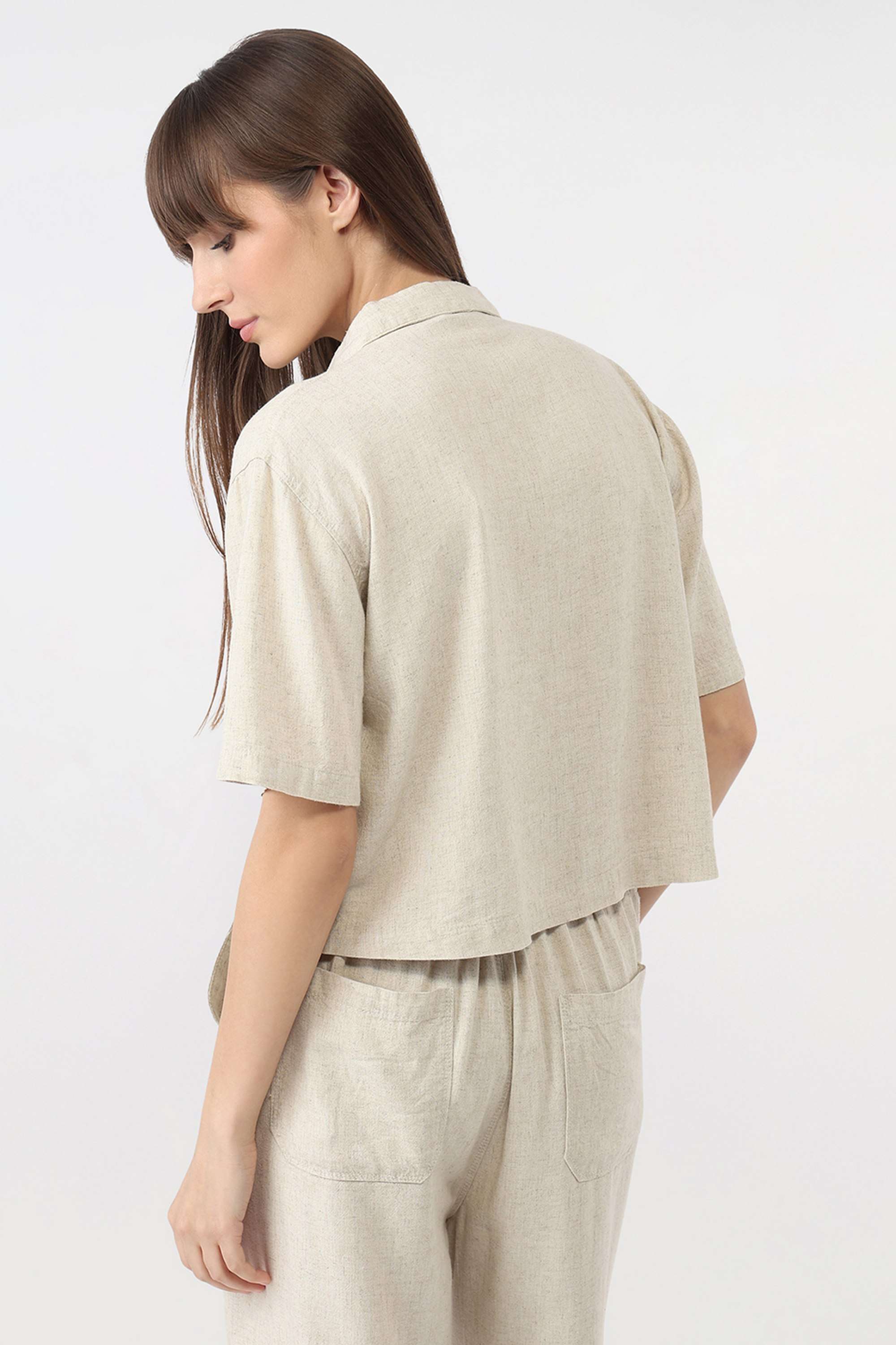 Solid-Collared-Cotton-Women-s-Casual-Wear-Shirt