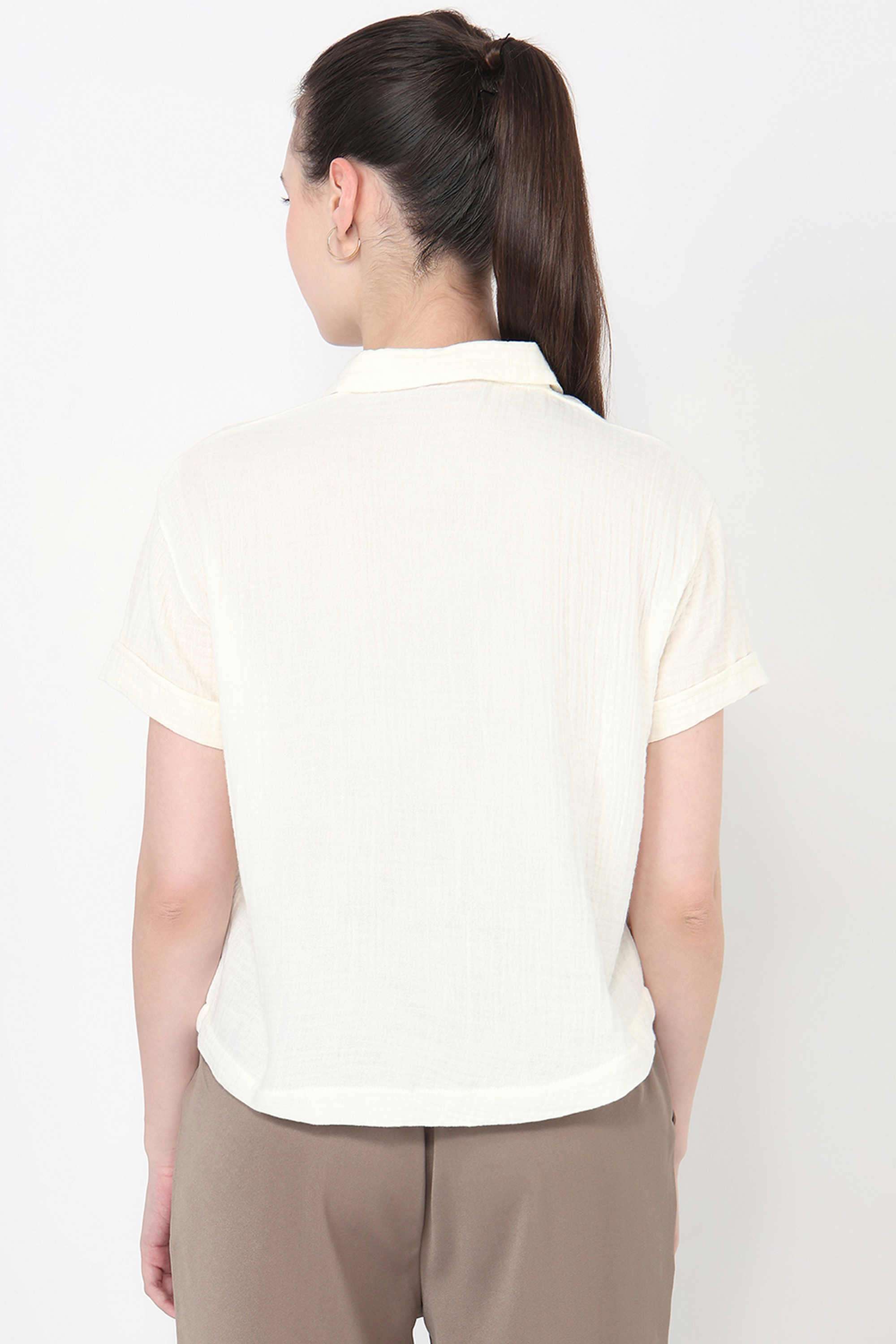 Solid-Cotton-Collared-Women-s-Shirt