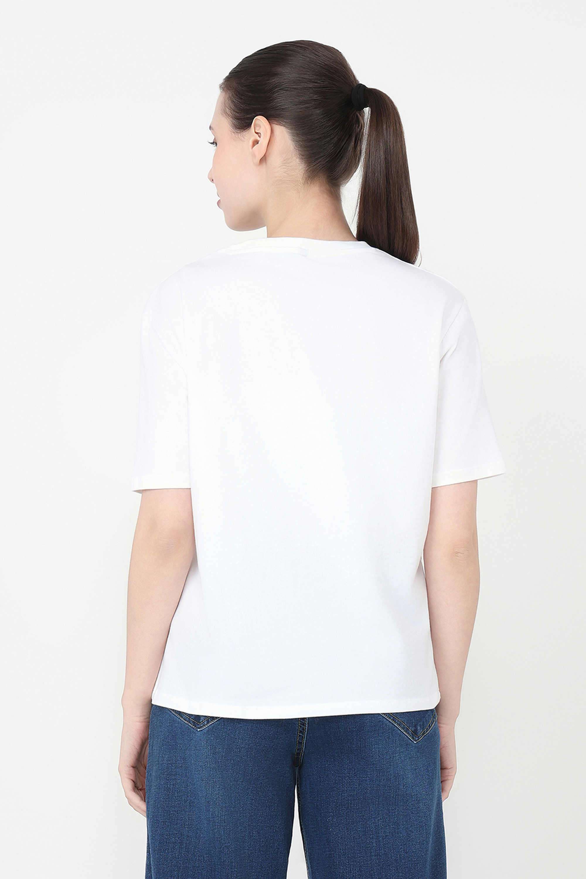 Graphic-Print-Blended-Fabric-Round-Neck-Women-s-T-Shirt