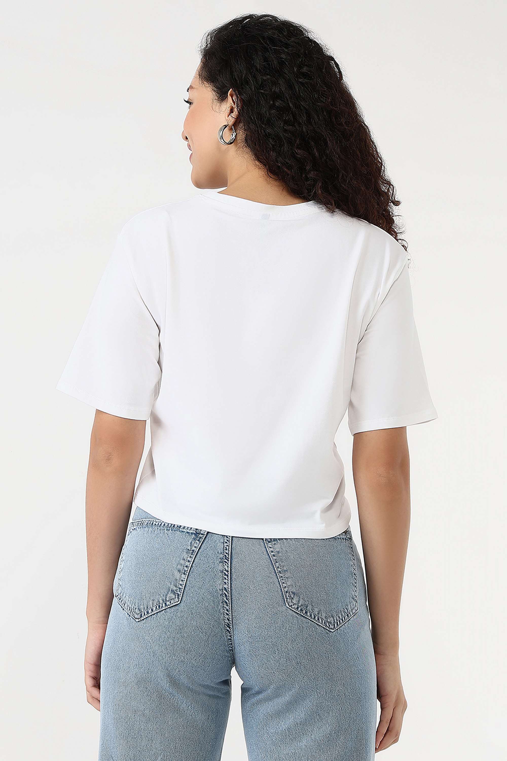 Graphic-Print-Blended-Fabric-Round-Neck-Women-s-T-Shirt