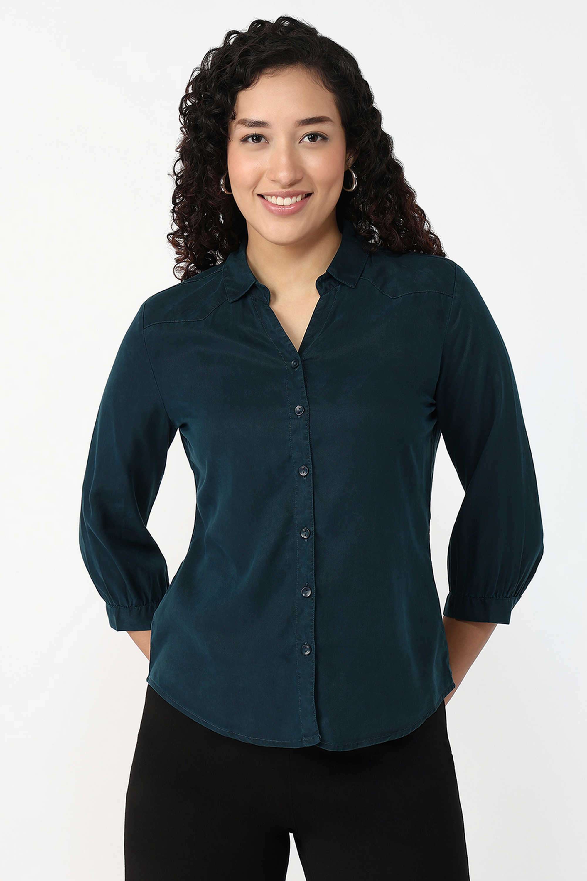 Solid-Collared-Modal-Women-s-Casual-Wear-Shirt