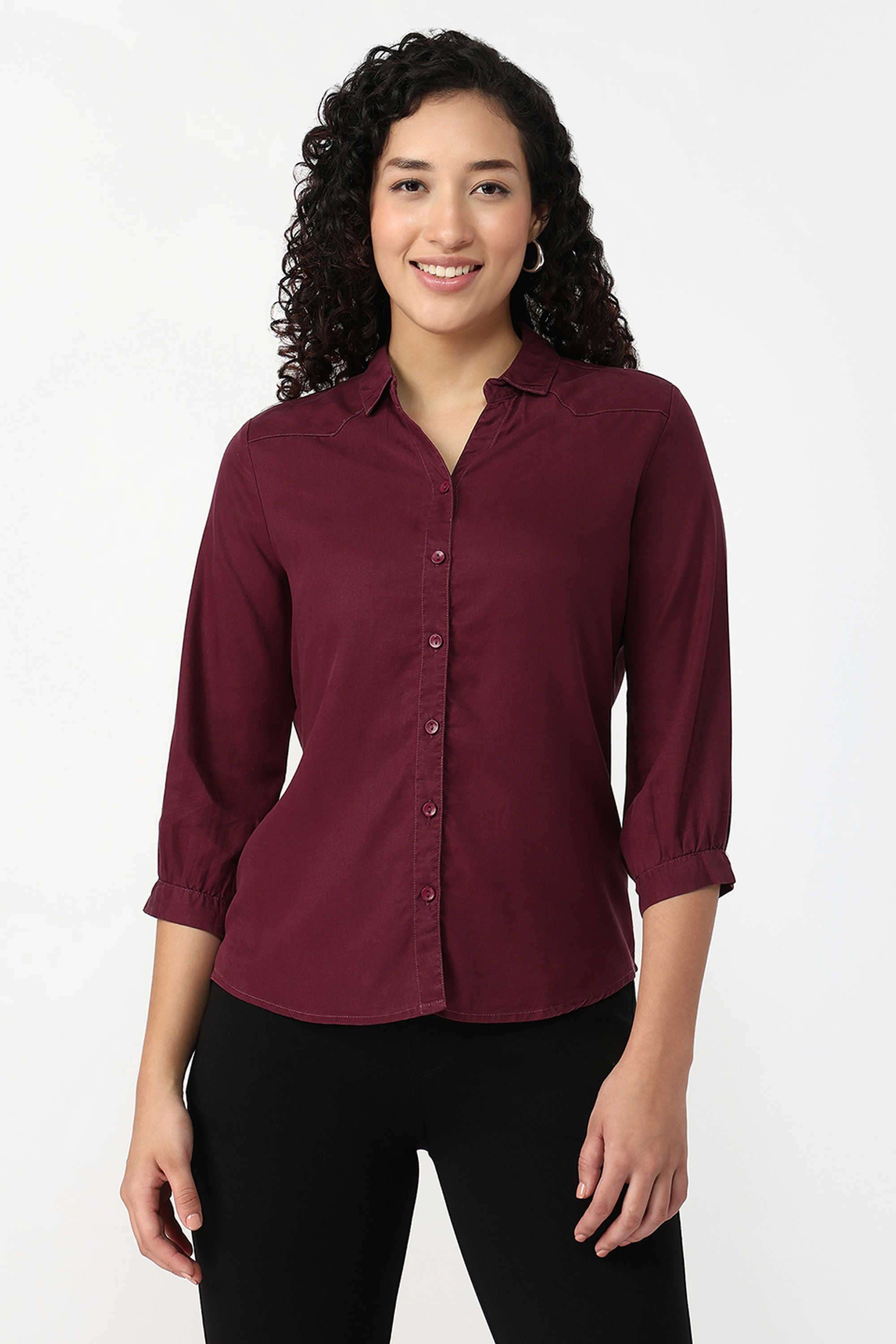 Solid-Collared-Modal-Women-s-Casual-Wear-Shirt