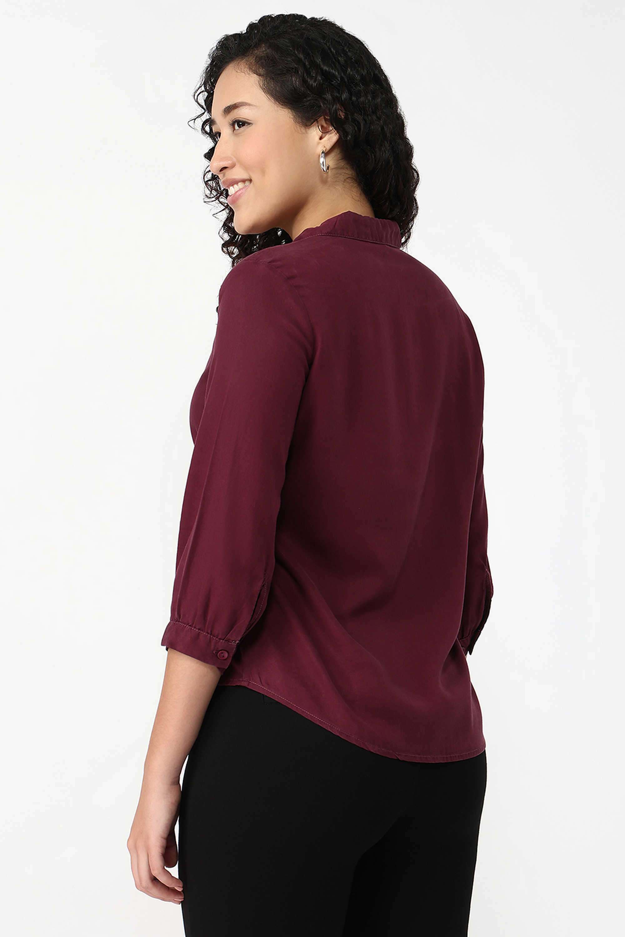 Solid-Collared-Modal-Women-s-Casual-Wear-Shirt