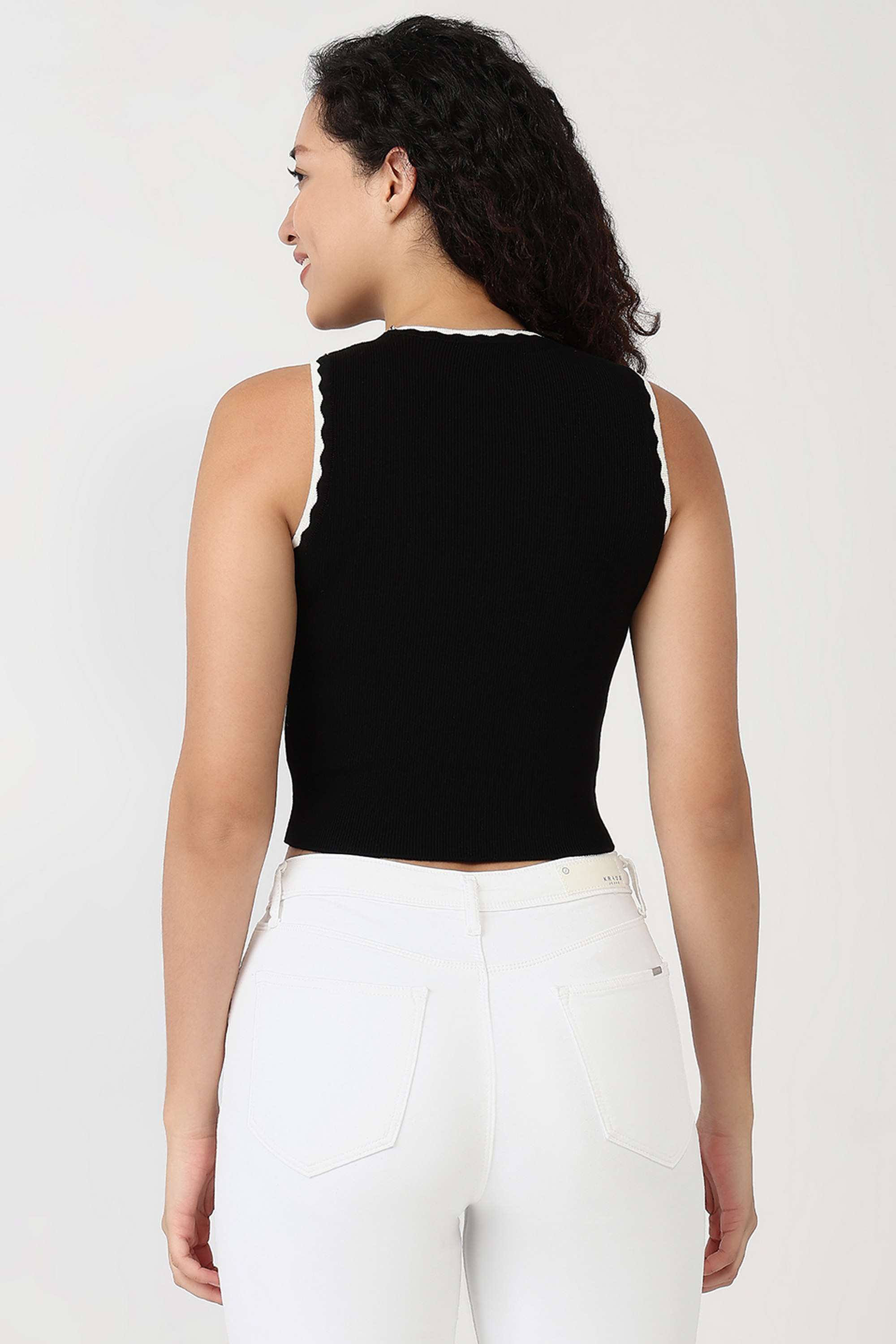 Solid-Viscose-Round-Neck-Women-Top