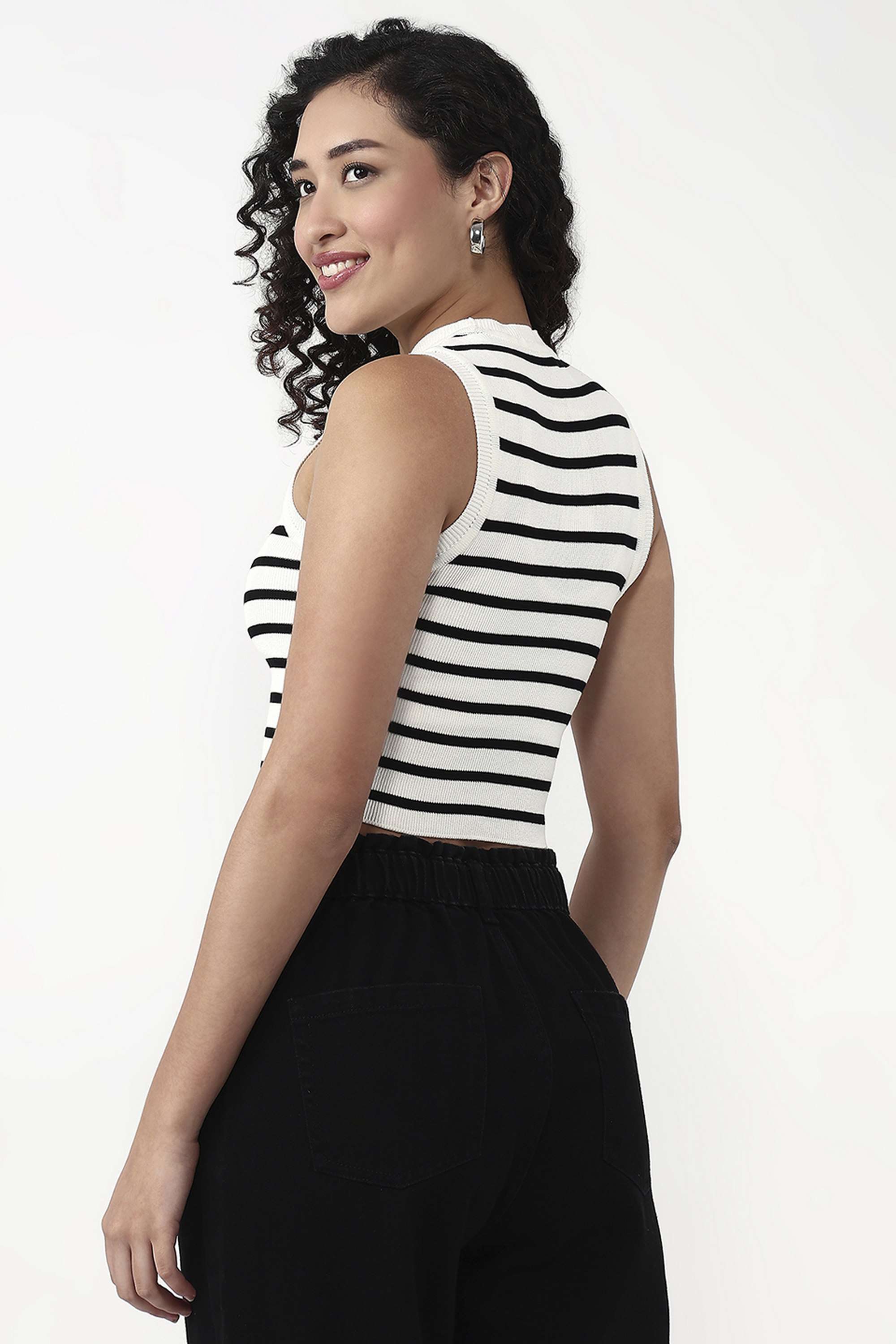 Stripes-Viscose-Round-Neck-Women-s-Tank-Top