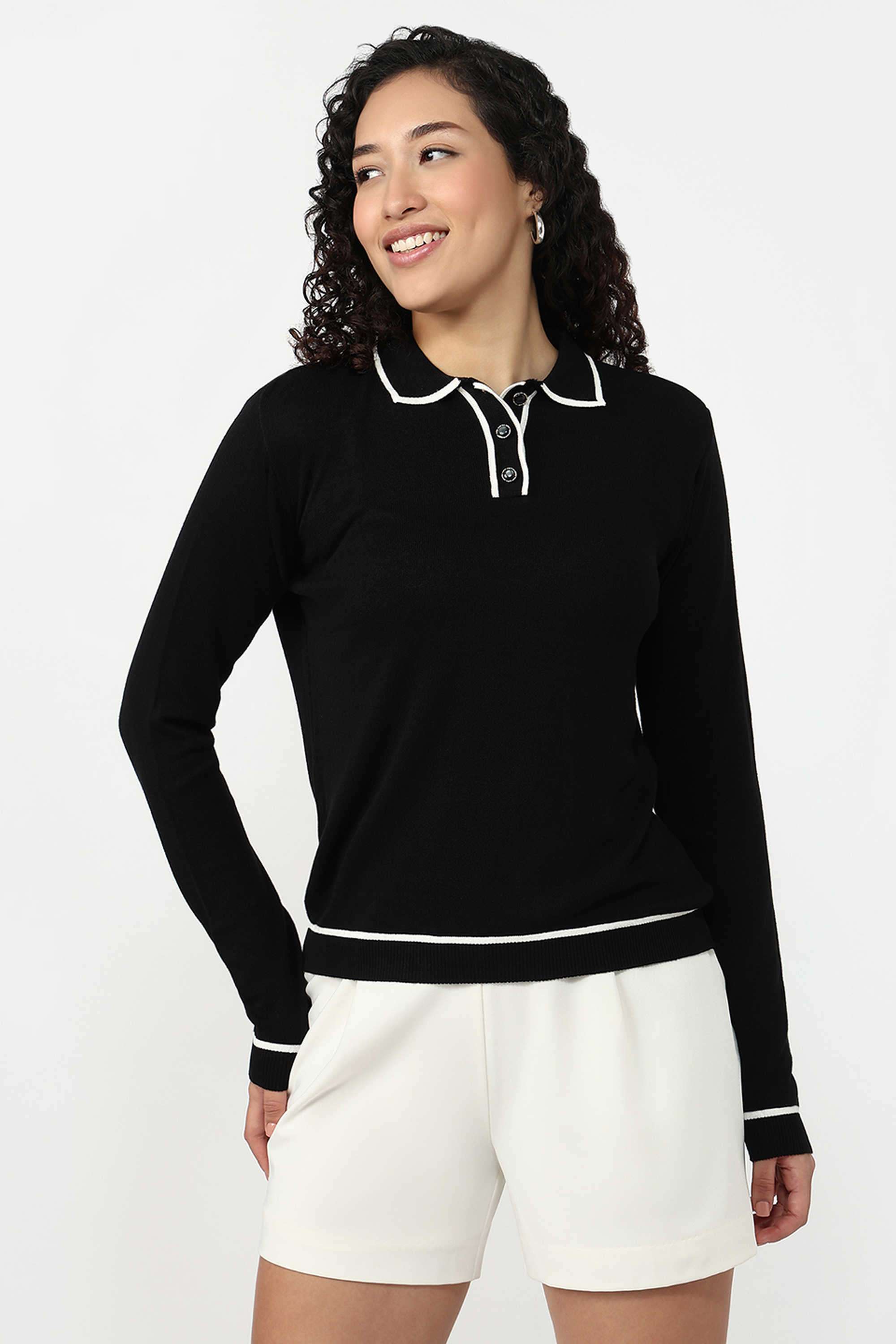 Knitted-Cotton-Collared-Women-s-Top
