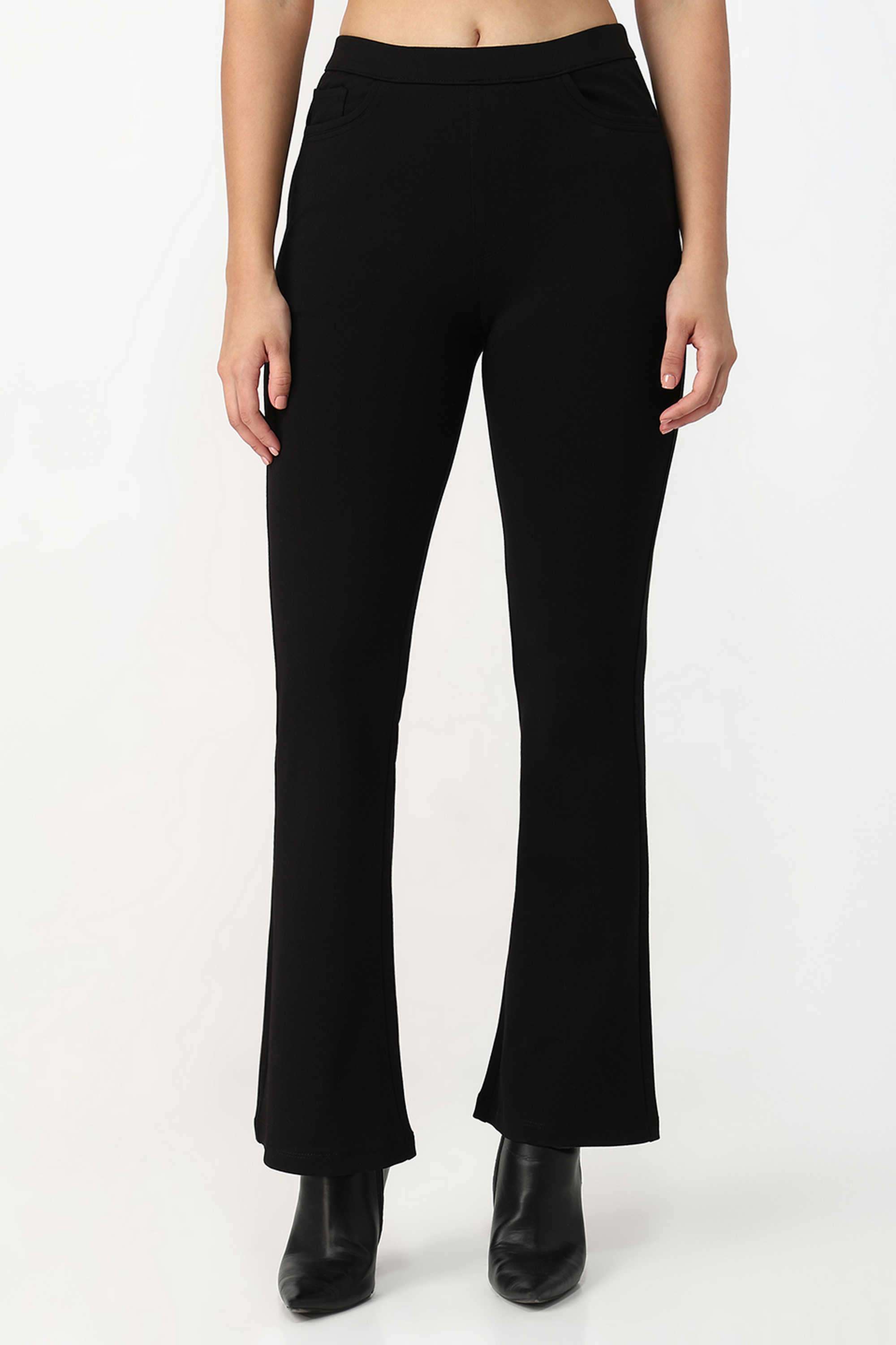 Solid-Relaxed-Fit-Blended-Fabric-Women-s-Casual-Wear-Treggings