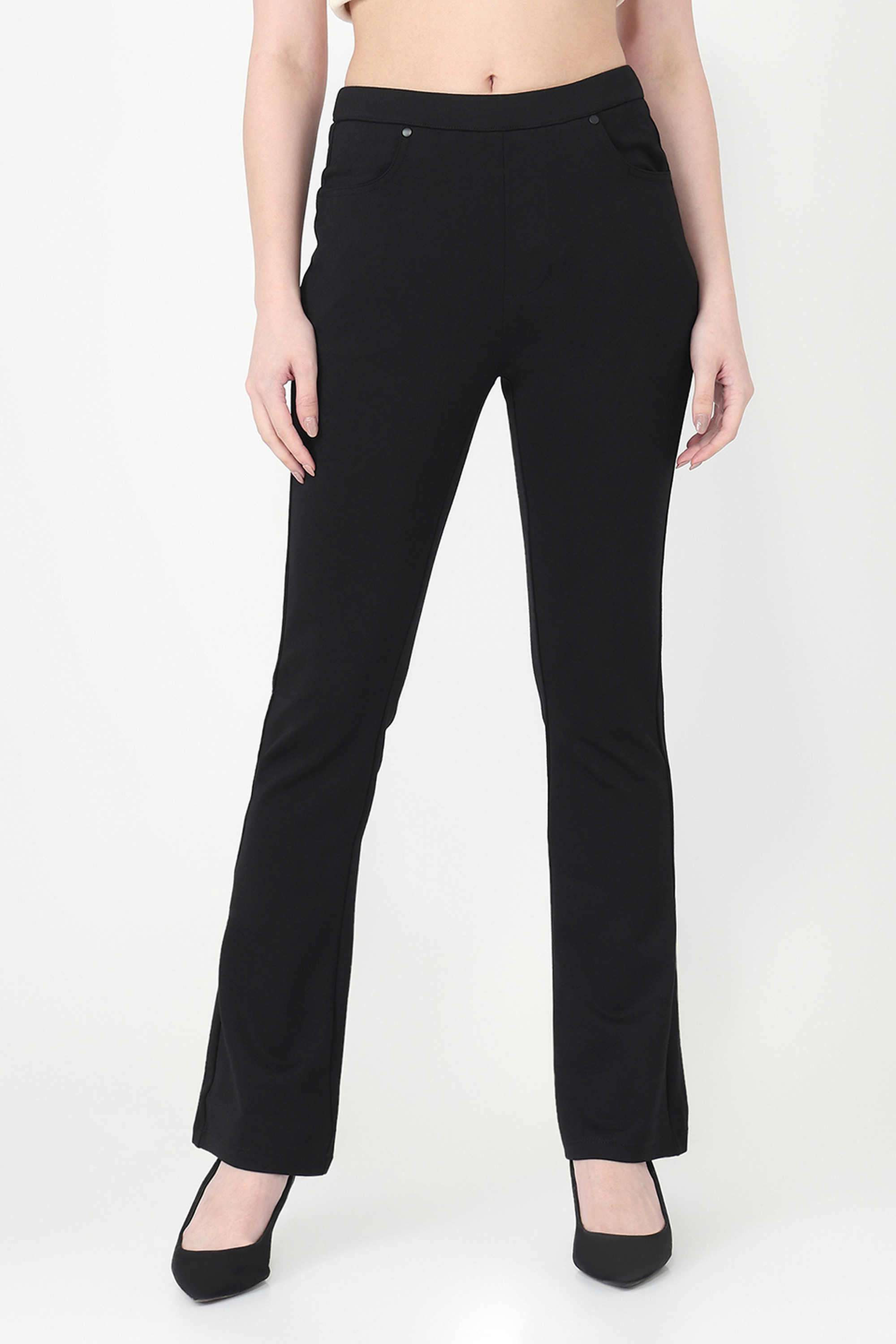 Solid-Regular-Fit-Blended-Fabric-Women-s-Casual-Wear-Treggings