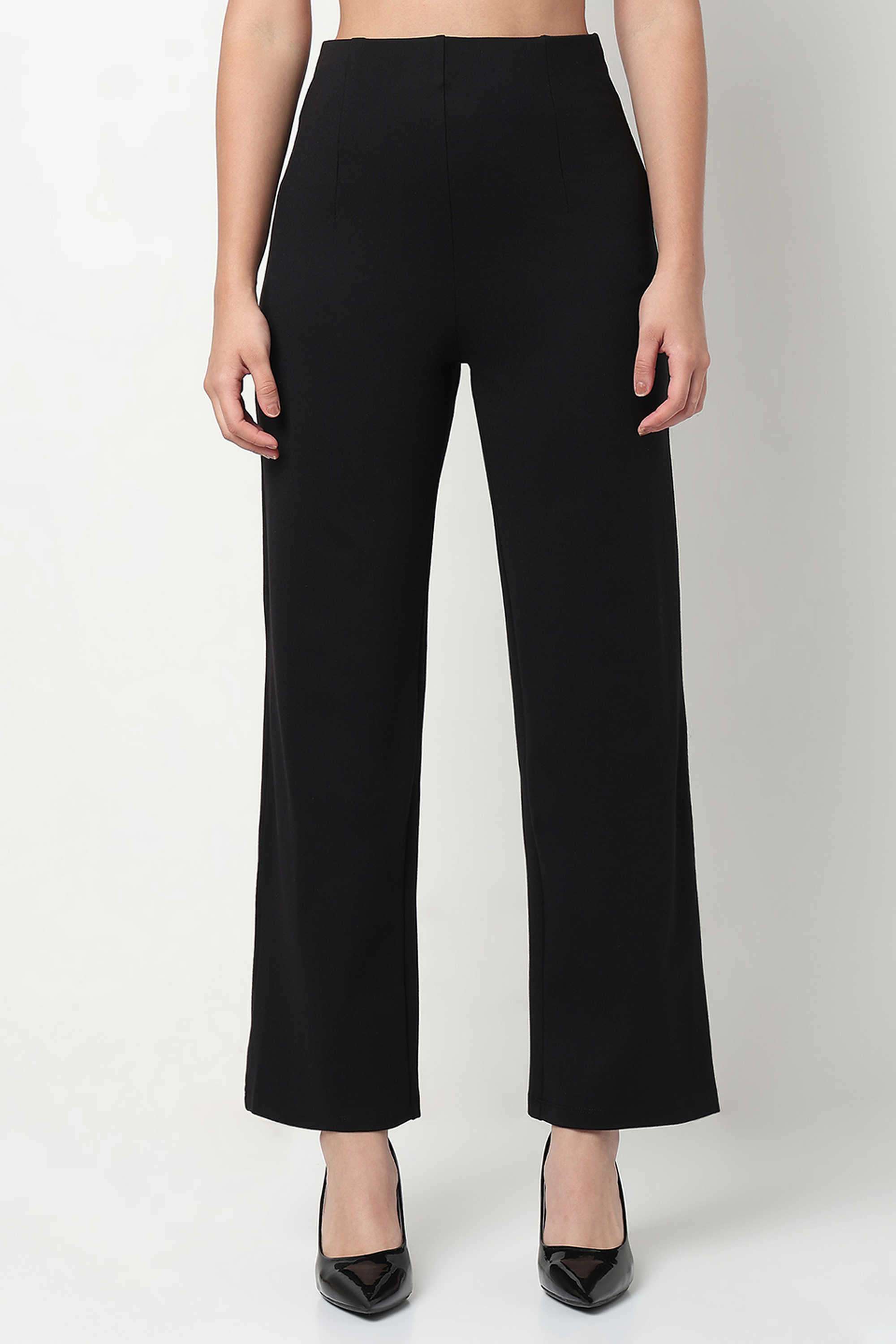 Solid-Relaxed-Fit-Blended-Fabric-Women-s-Casual-Wear-Treggings
