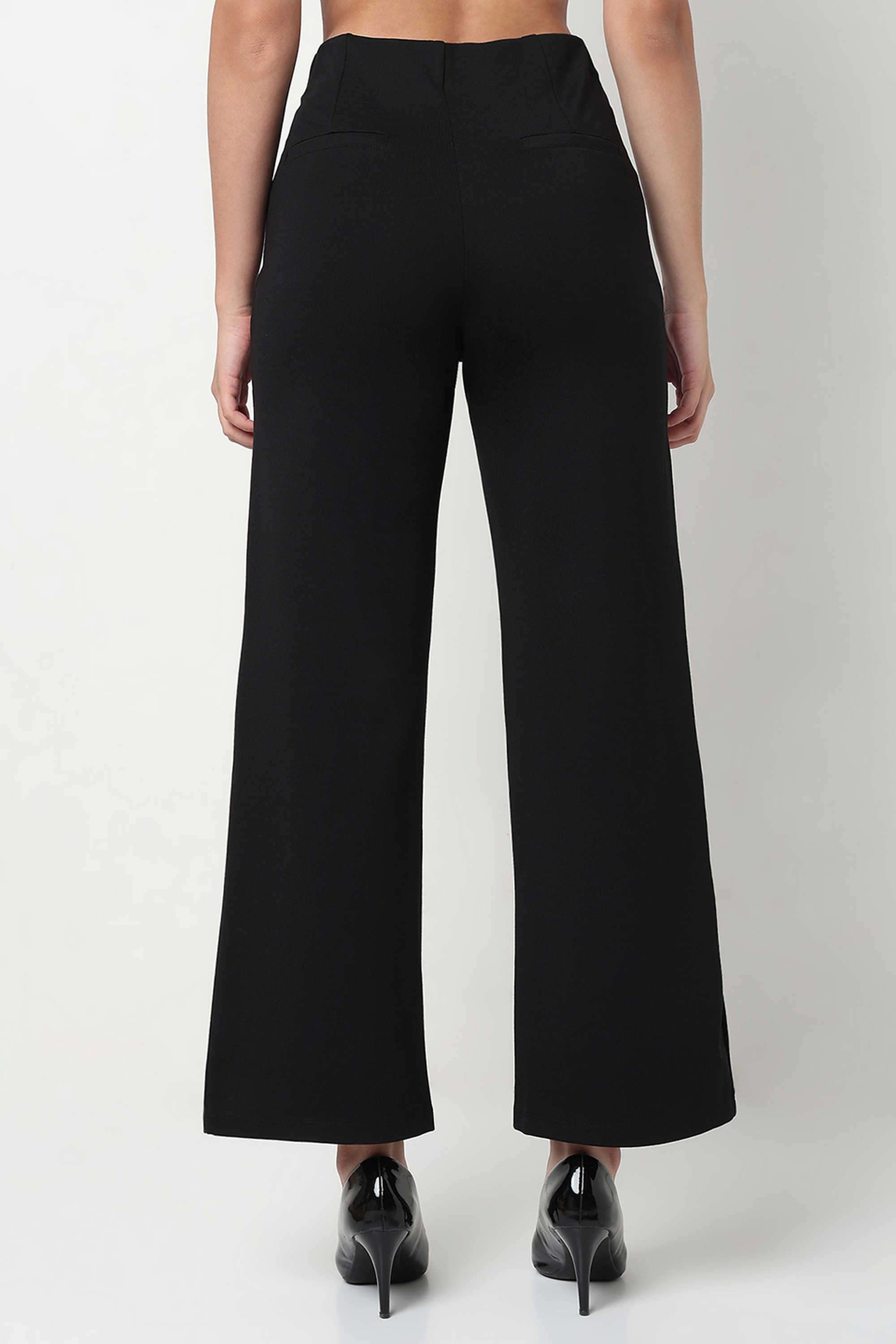 Solid-Relaxed-Fit-Blended-Fabric-Women-s-Casual-Wear-Treggings
