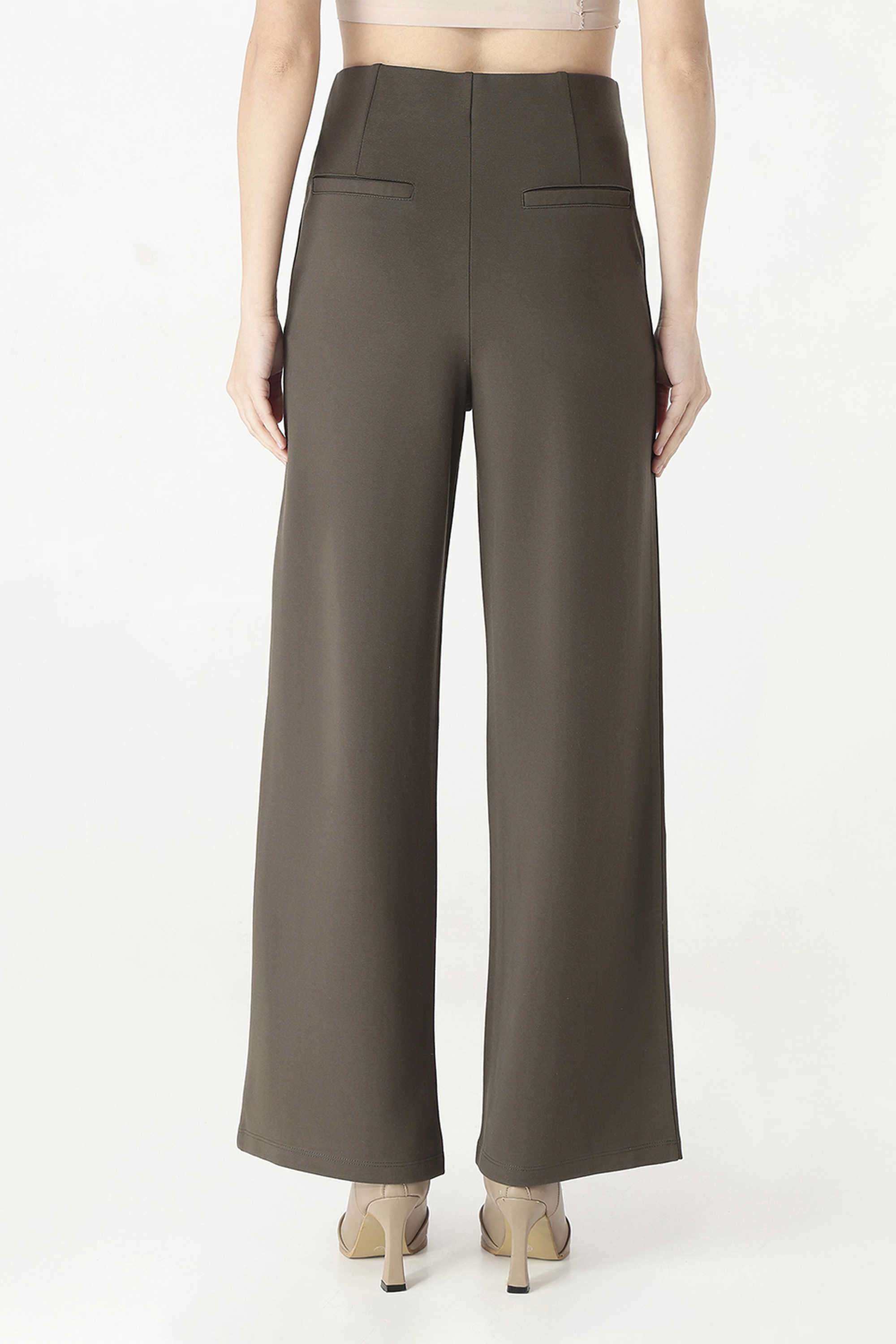 Solid-Relaxed-Fit-Blended-Fabric-Women-s-Casual-Wear-Treggings