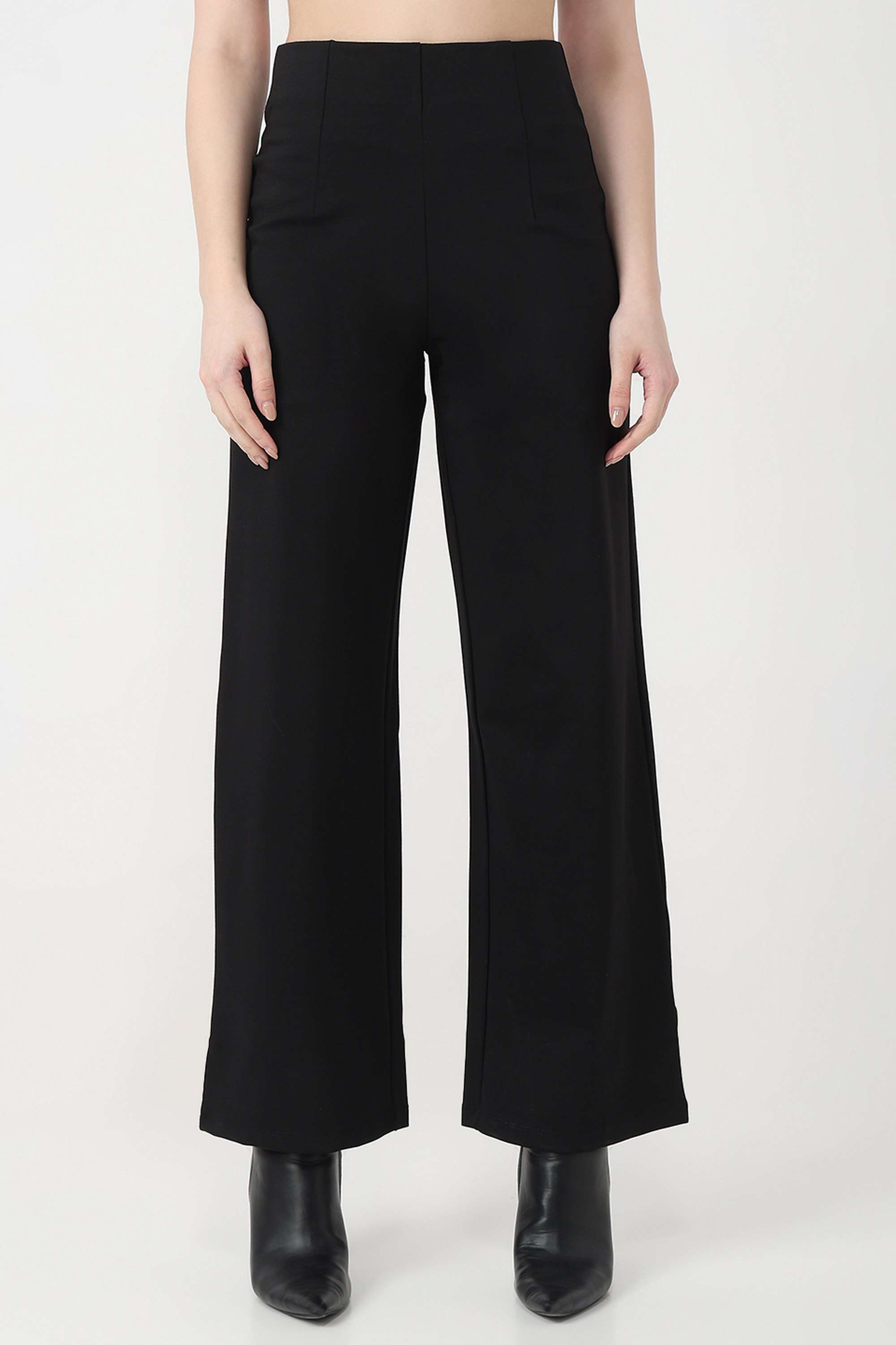 Solid-Relaxed-Fit-Blended-Fabric-Women-s-Casual-Wear-Treggings