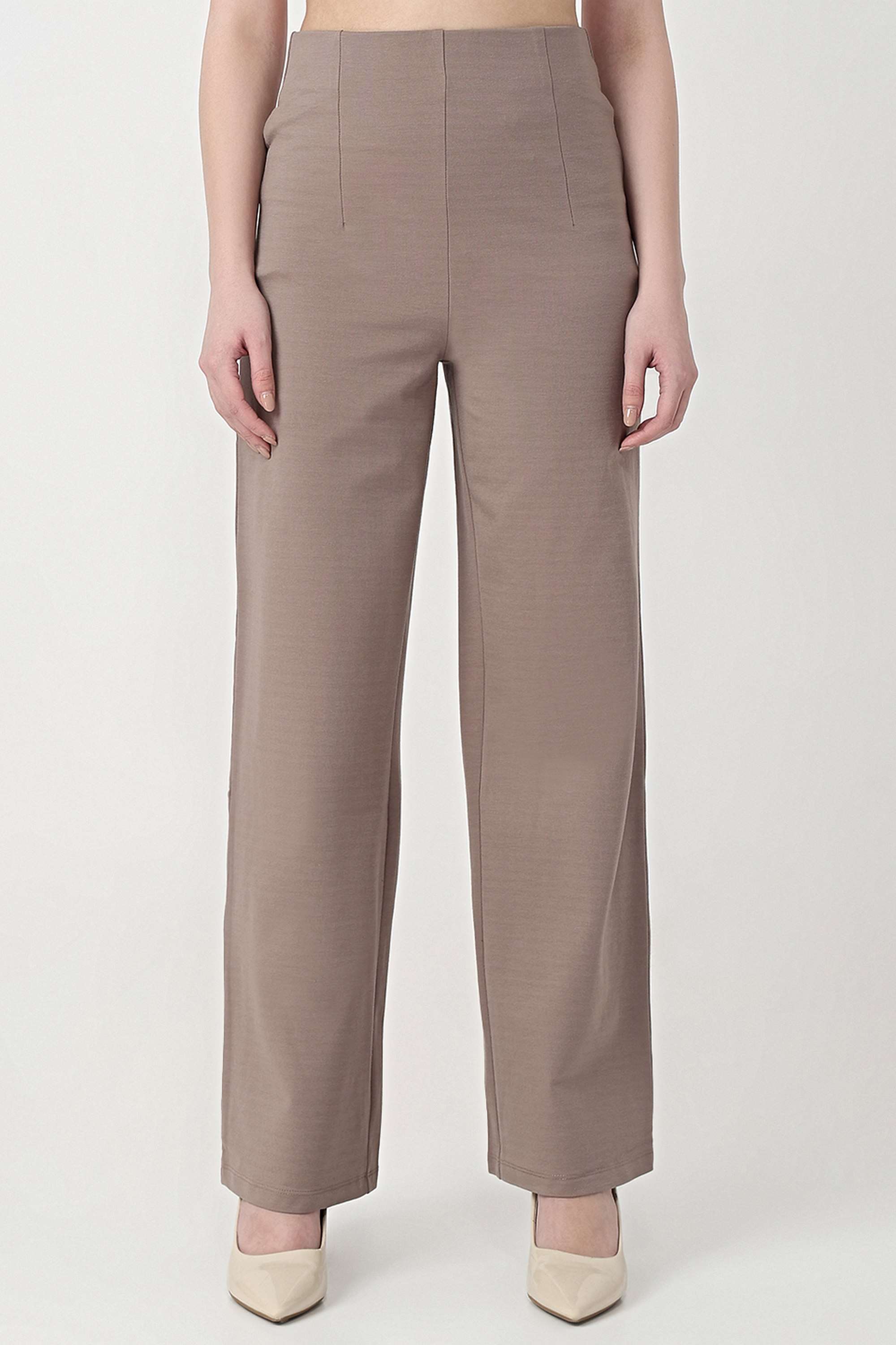 Solid-Relaxed-Fit-Blended-Fabric-Women-s-Casual-Wear-Treggings
