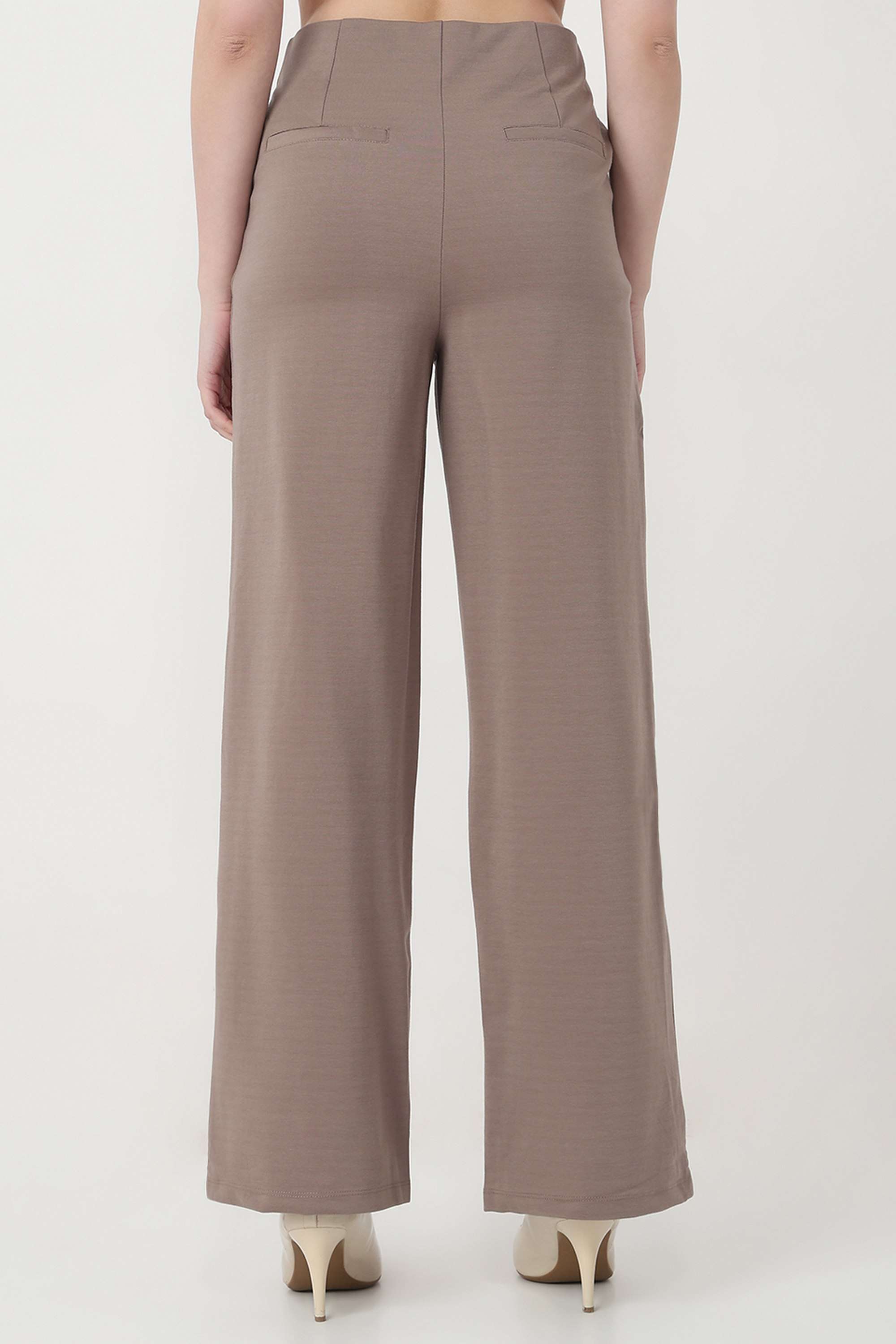 Solid-Relaxed-Fit-Blended-Fabric-Women-s-Casual-Wear-Treggings