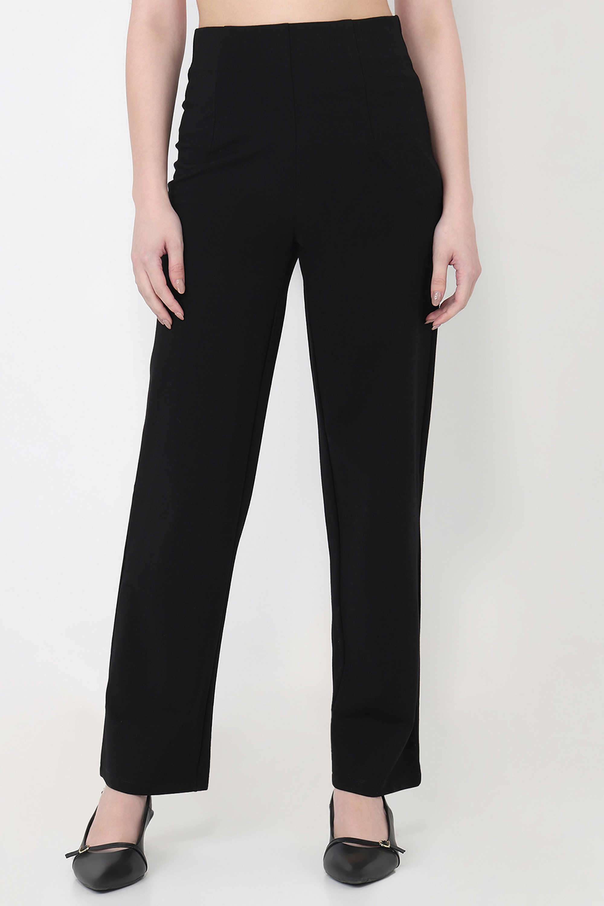 Solid-Regular-Fit-Blended-Fabric-Women-s-Casual-Wear-Treggings