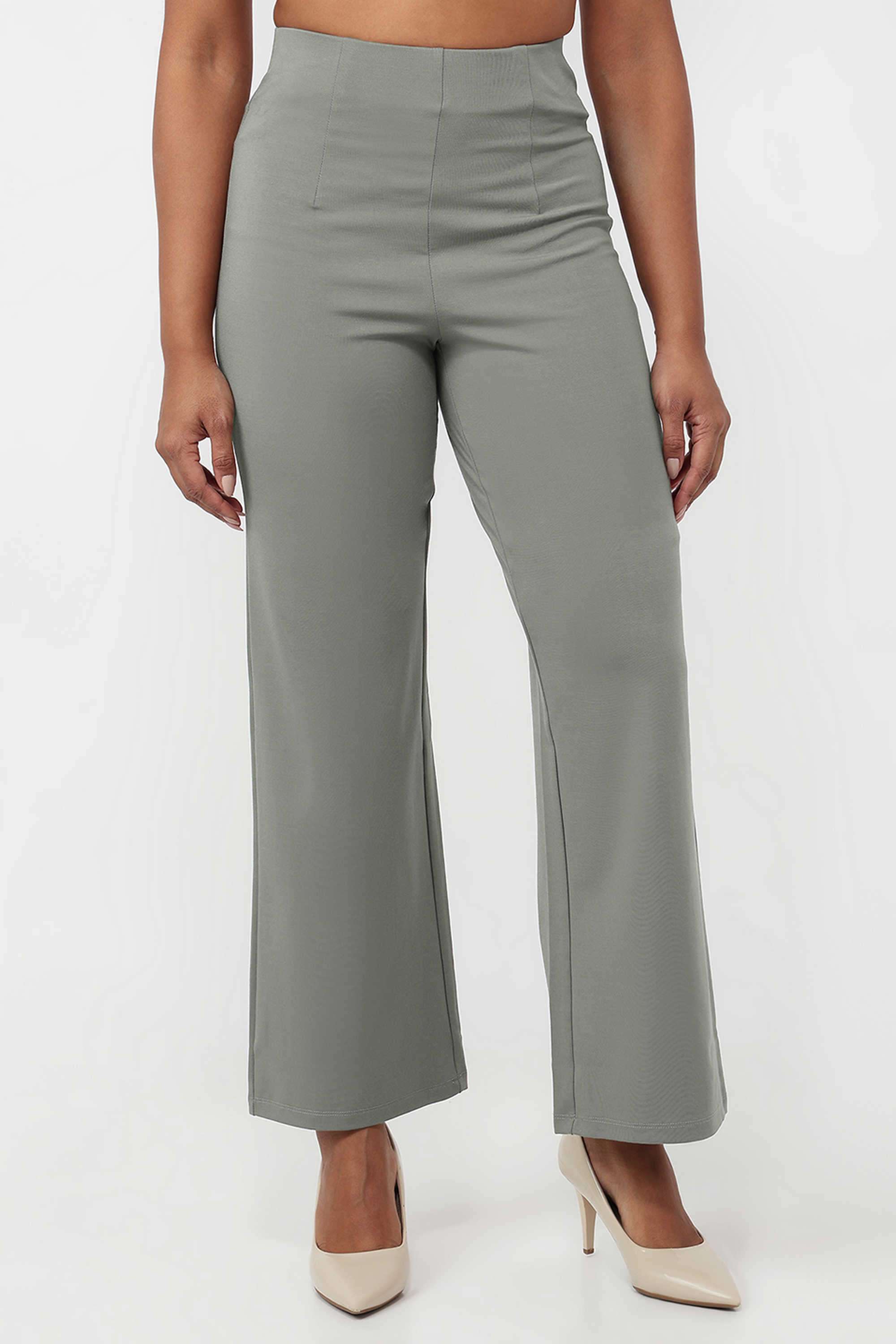 Solid-Relaxed-Fit-Blended-Fabric-Women-s-Casual-Wear-Treggings