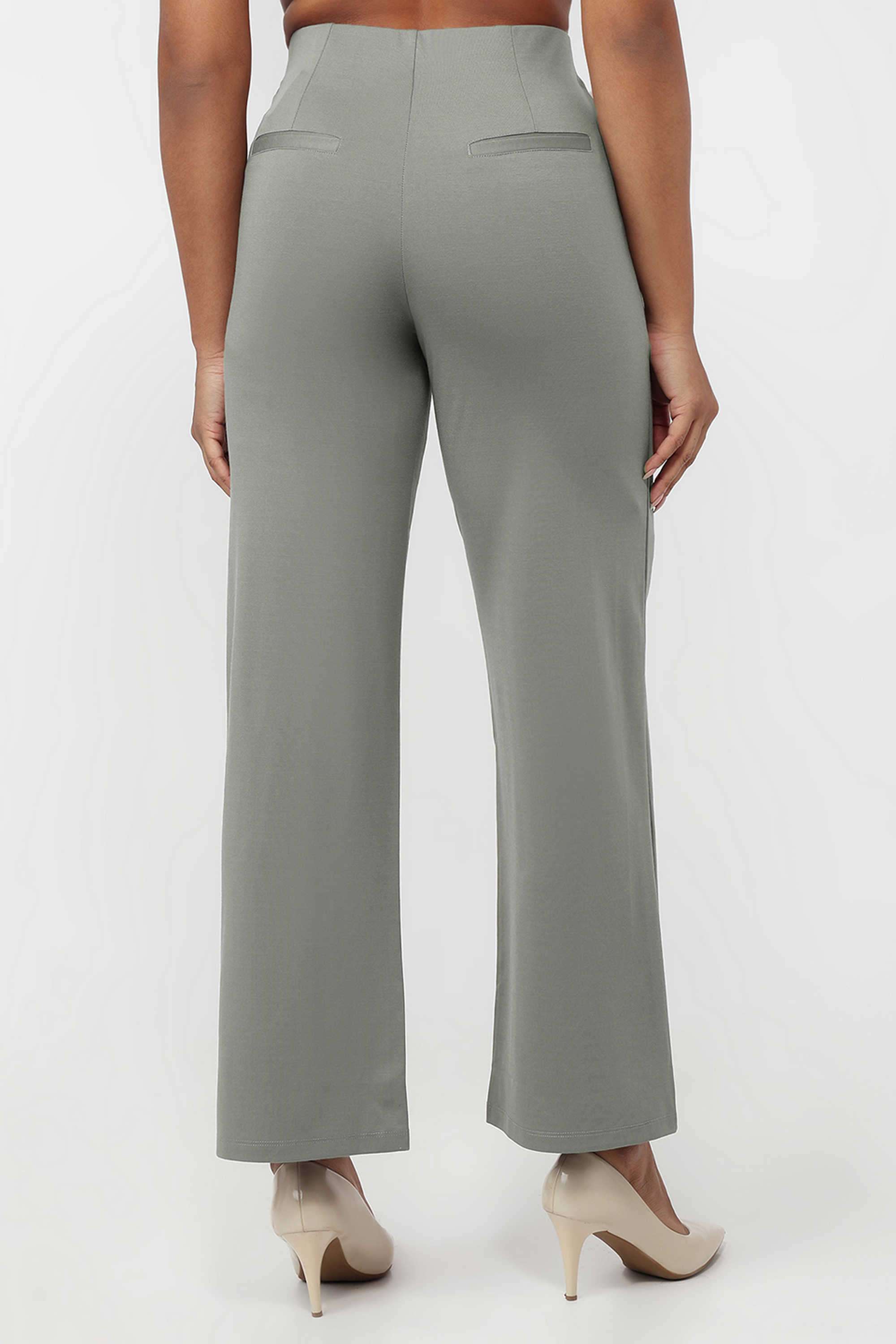 Solid-Relaxed-Fit-Blended-Fabric-Women-s-Casual-Wear-Treggings