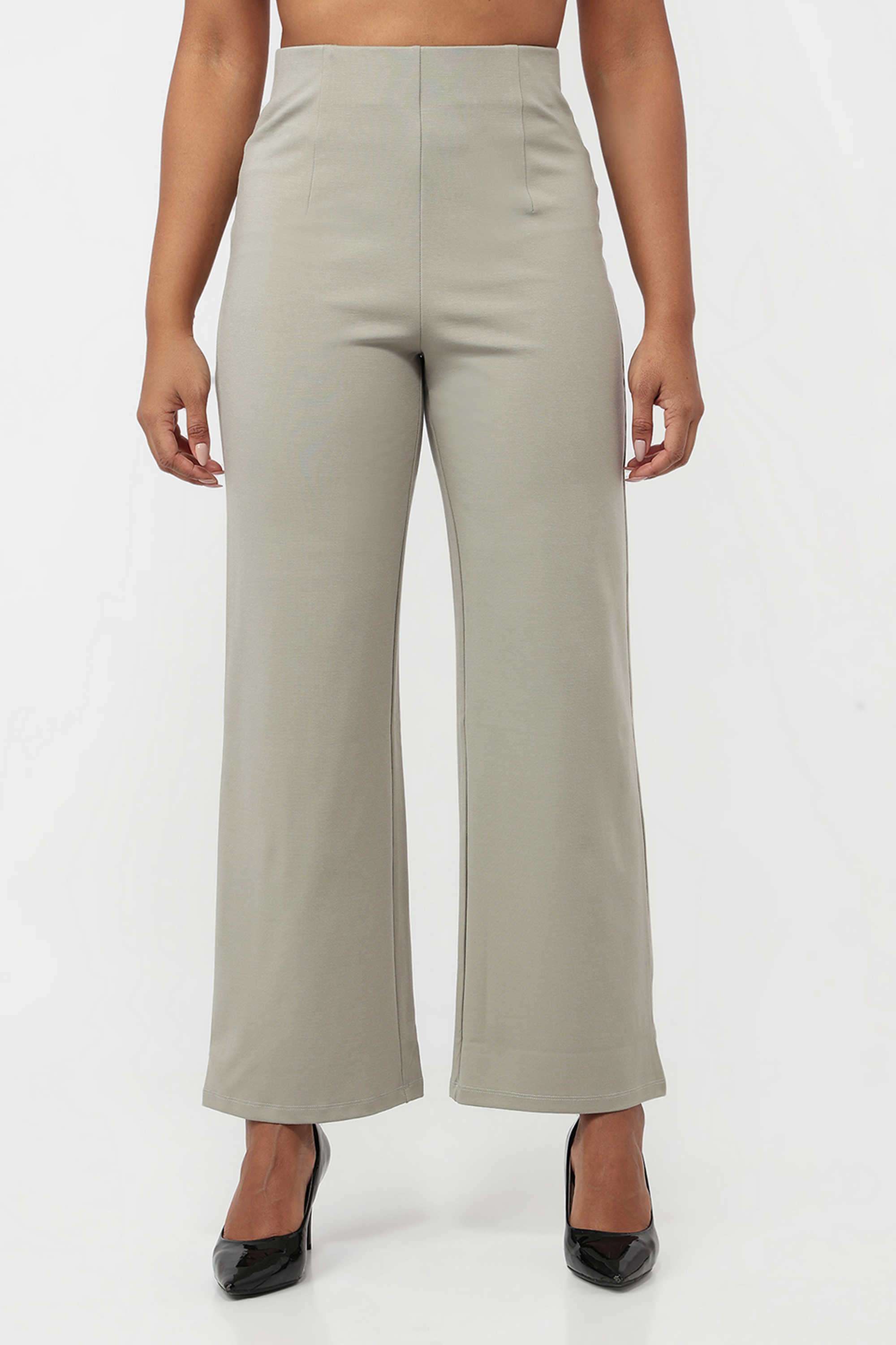 Solid-Relaxed-Fit-Blended-Fabric-Women-s-Casual-Wear-Treggings