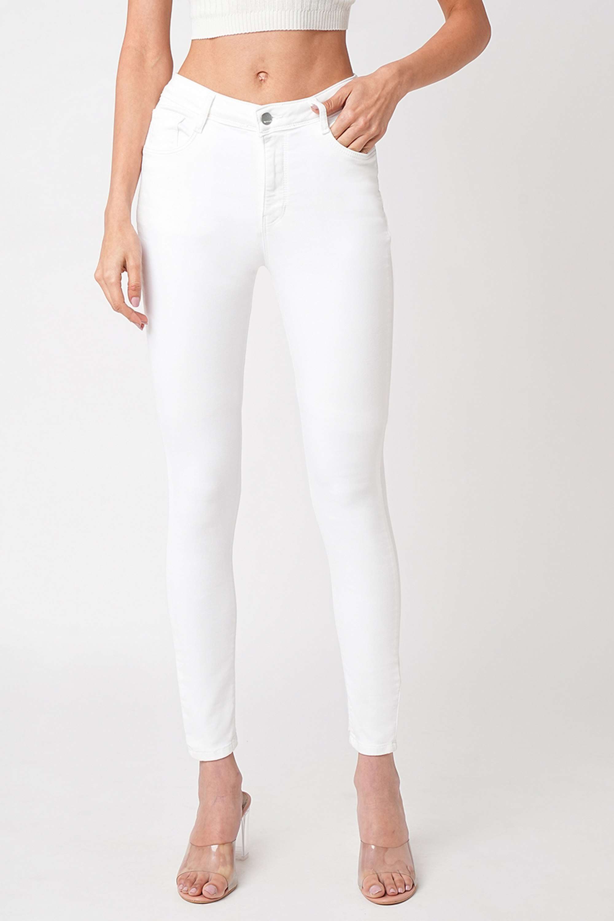 High-Rise-Blended-Fabric-Skinny-Fit-Women-s-Jeans