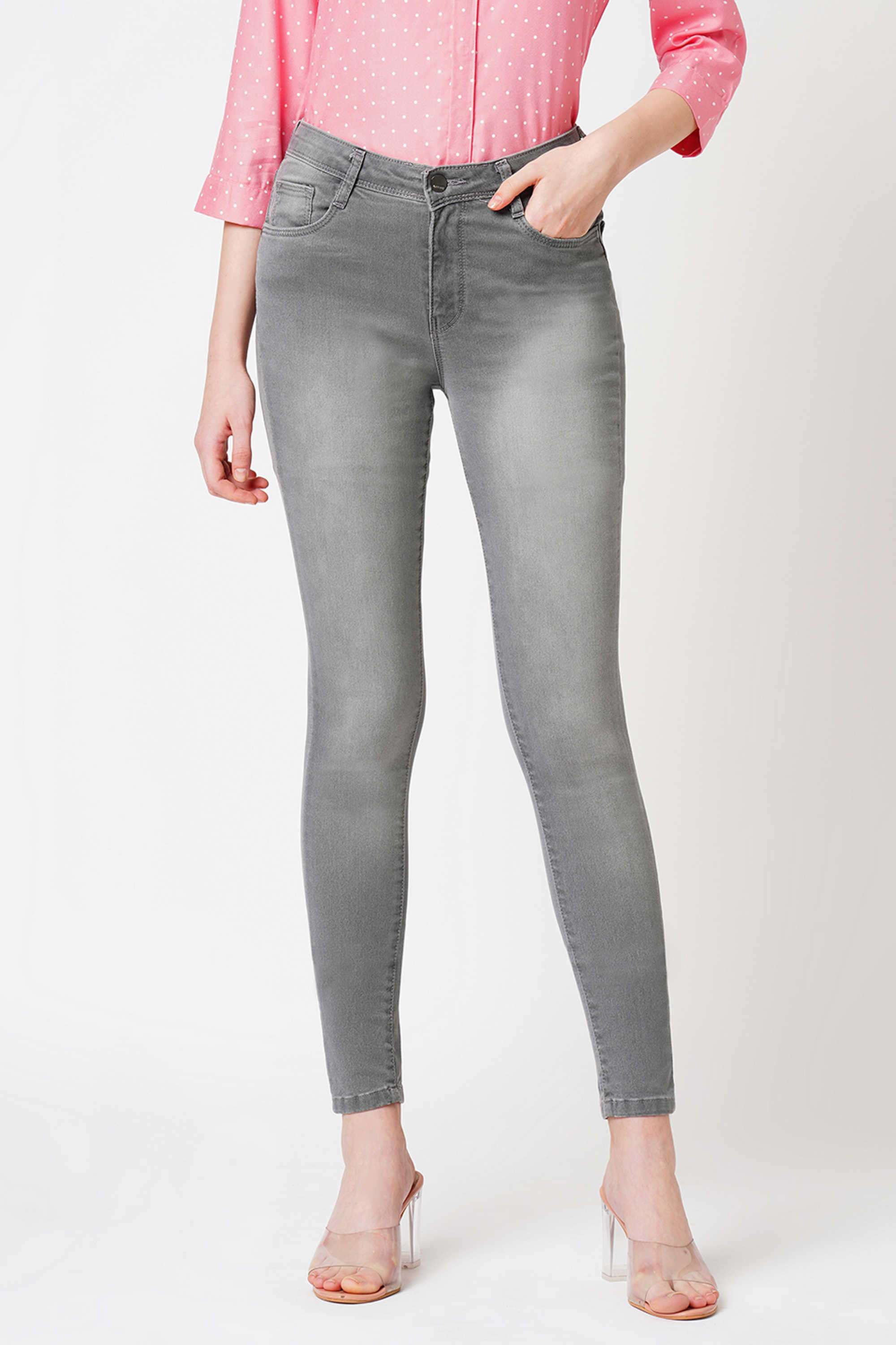 High-Rise-Blended-Fabric-Skinny-Fit-Women-s-Jeans