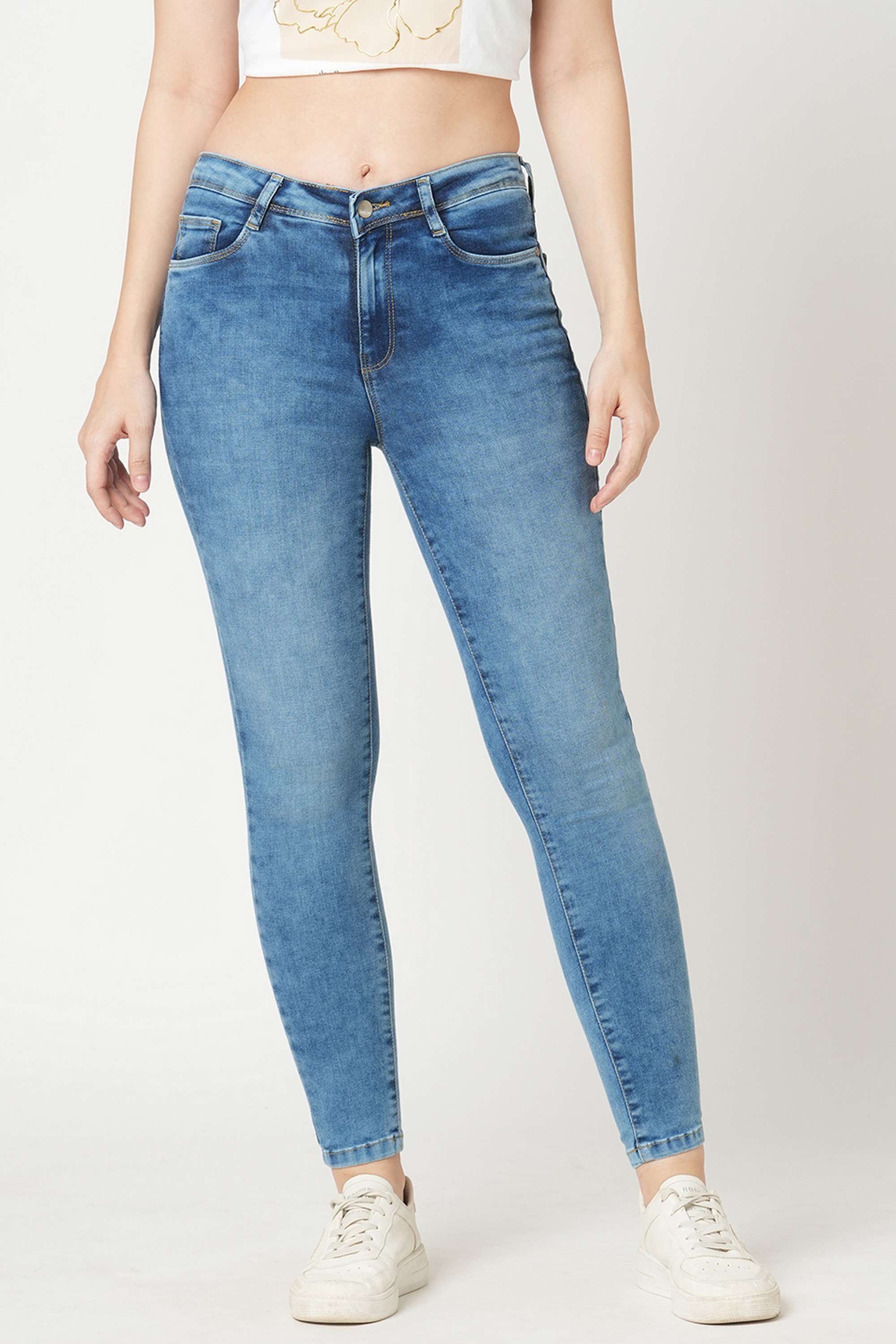 High-Rise-Blended-Fabric-Skinny-Fit-Women-s-Jeans