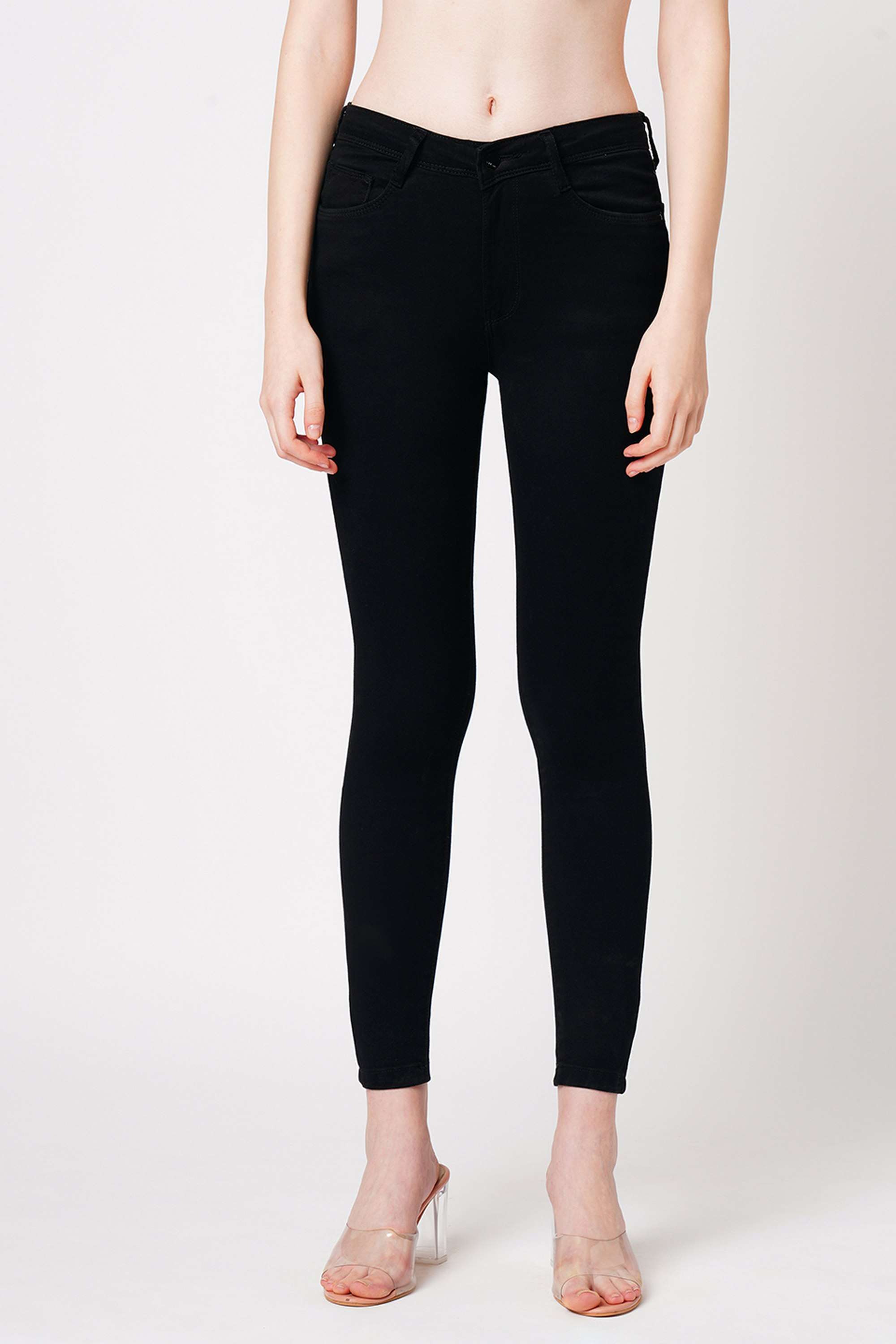 High-Rise-Blended-Fabric-Skinny-Fit-Women-s-Jeans