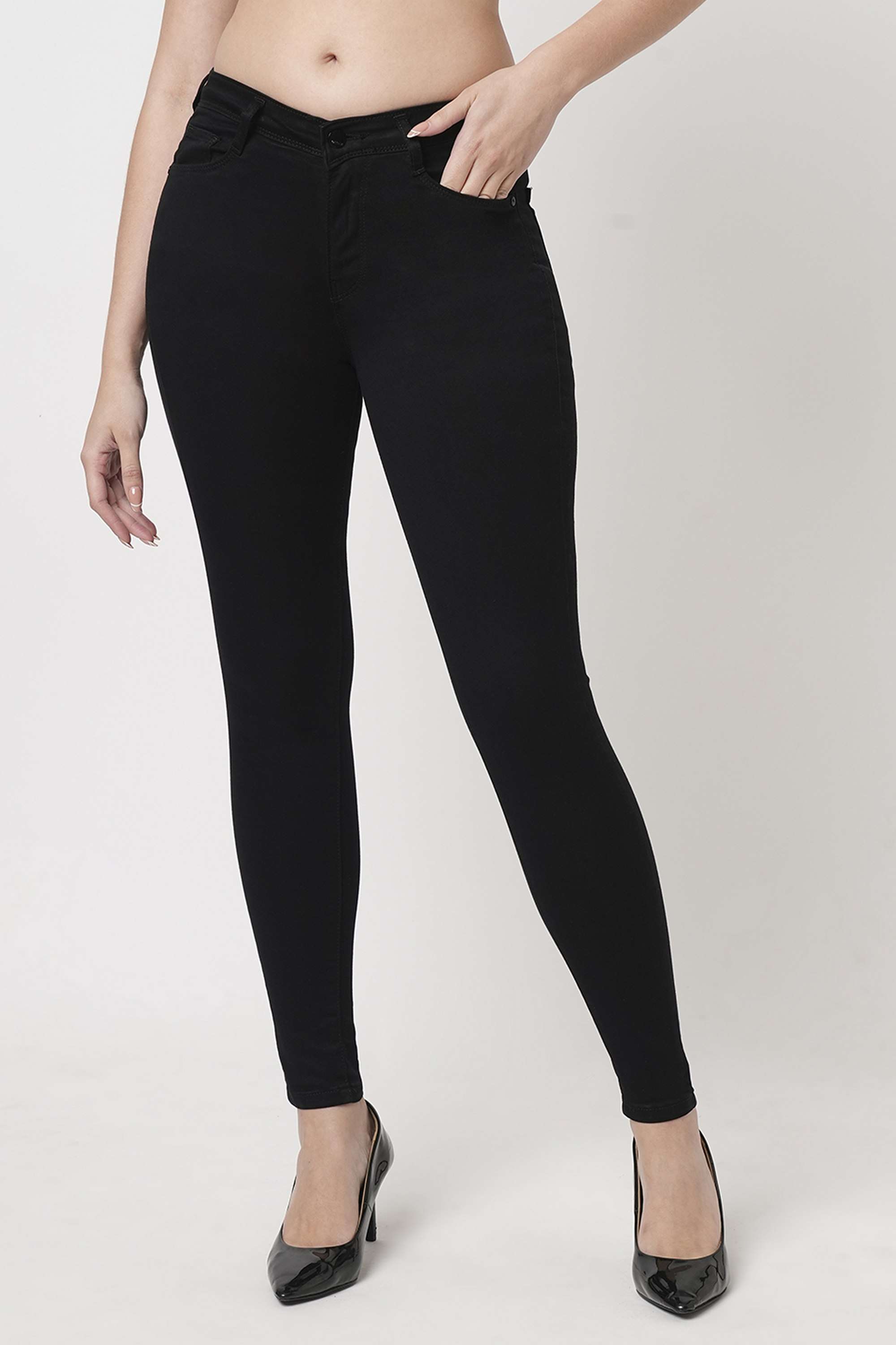 High-Rise-Blended-Fabric-Skinny-Fit-Women-s-Jeans