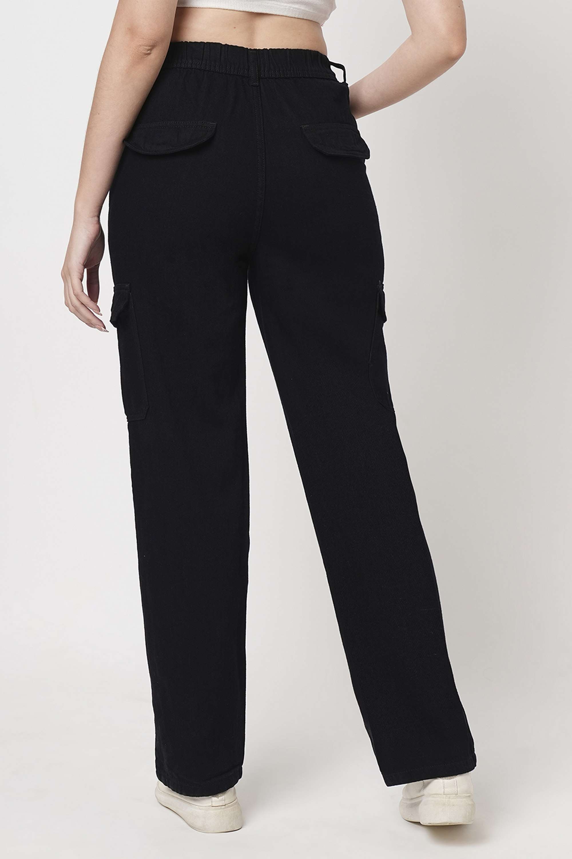 Solid-Relaxed-Fit-Cotton-Women-s-Casual-Wear-Trousers
