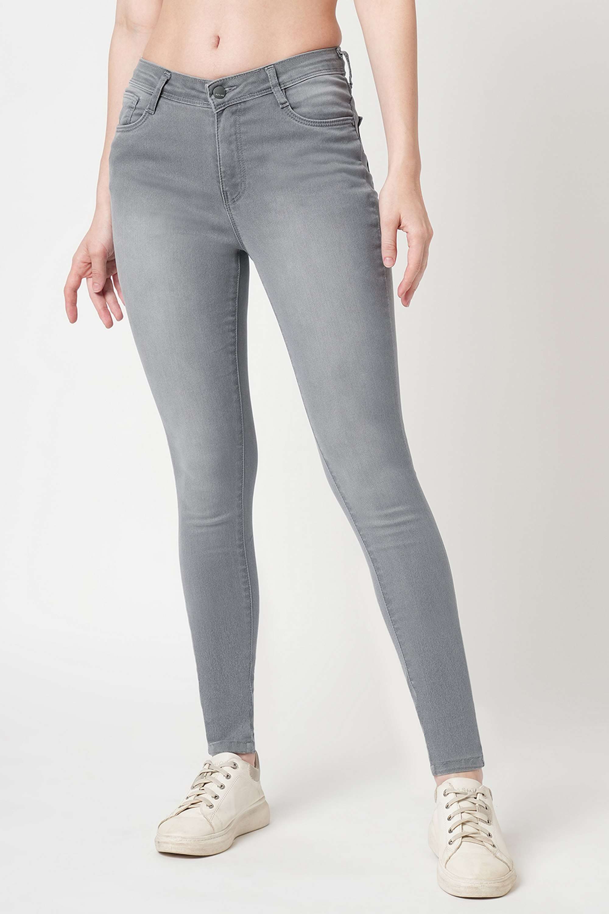 High-Rise-Blended-Fabric-Skinny-Fit-Women-s-Jeans