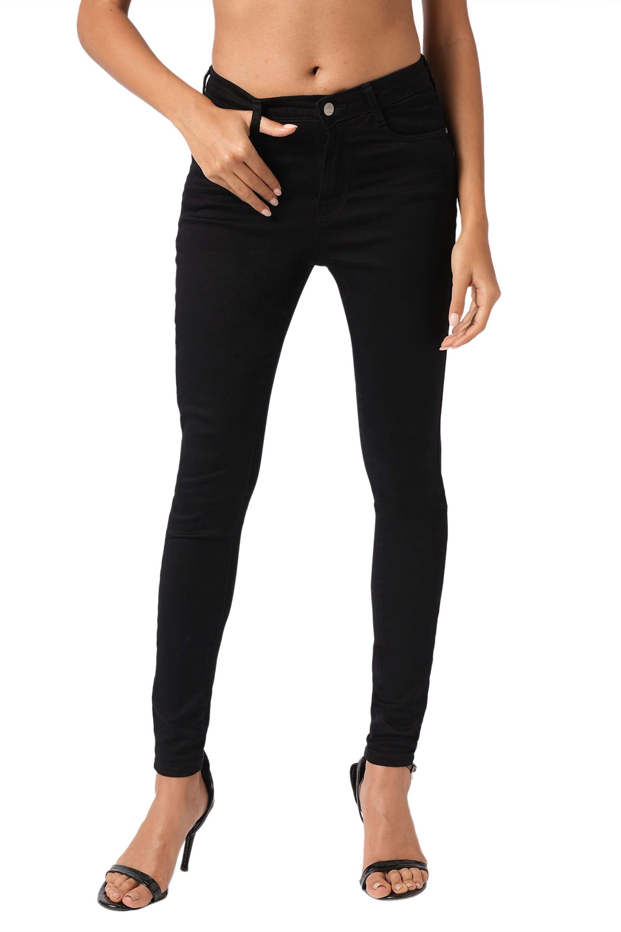 High-Rise-Blended-Fabric-Skinny-Fit-Women-s-Jeans
