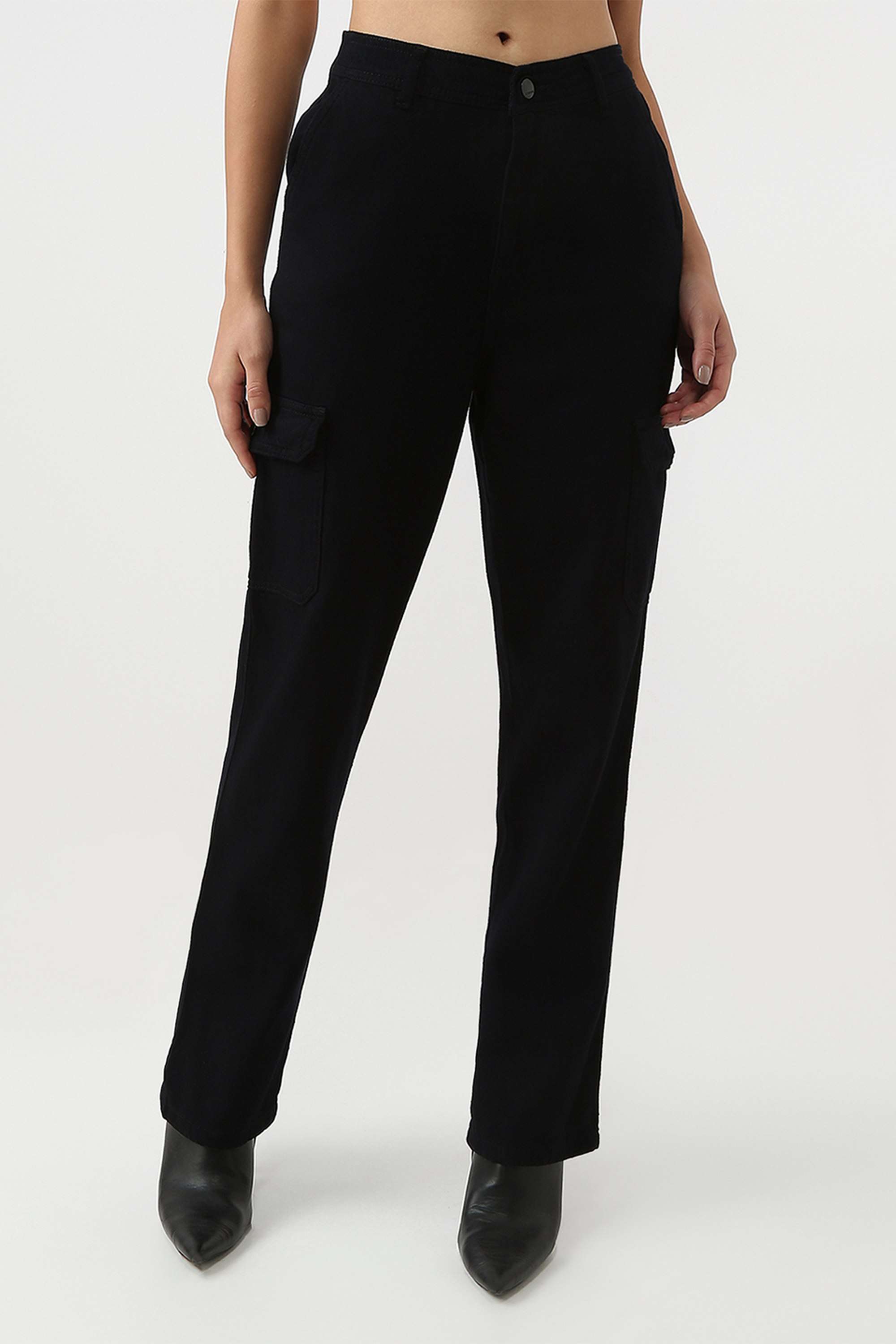 Solid-Relaxed-Fit-Cotton-Women-s-Casual-Wear-Trousers