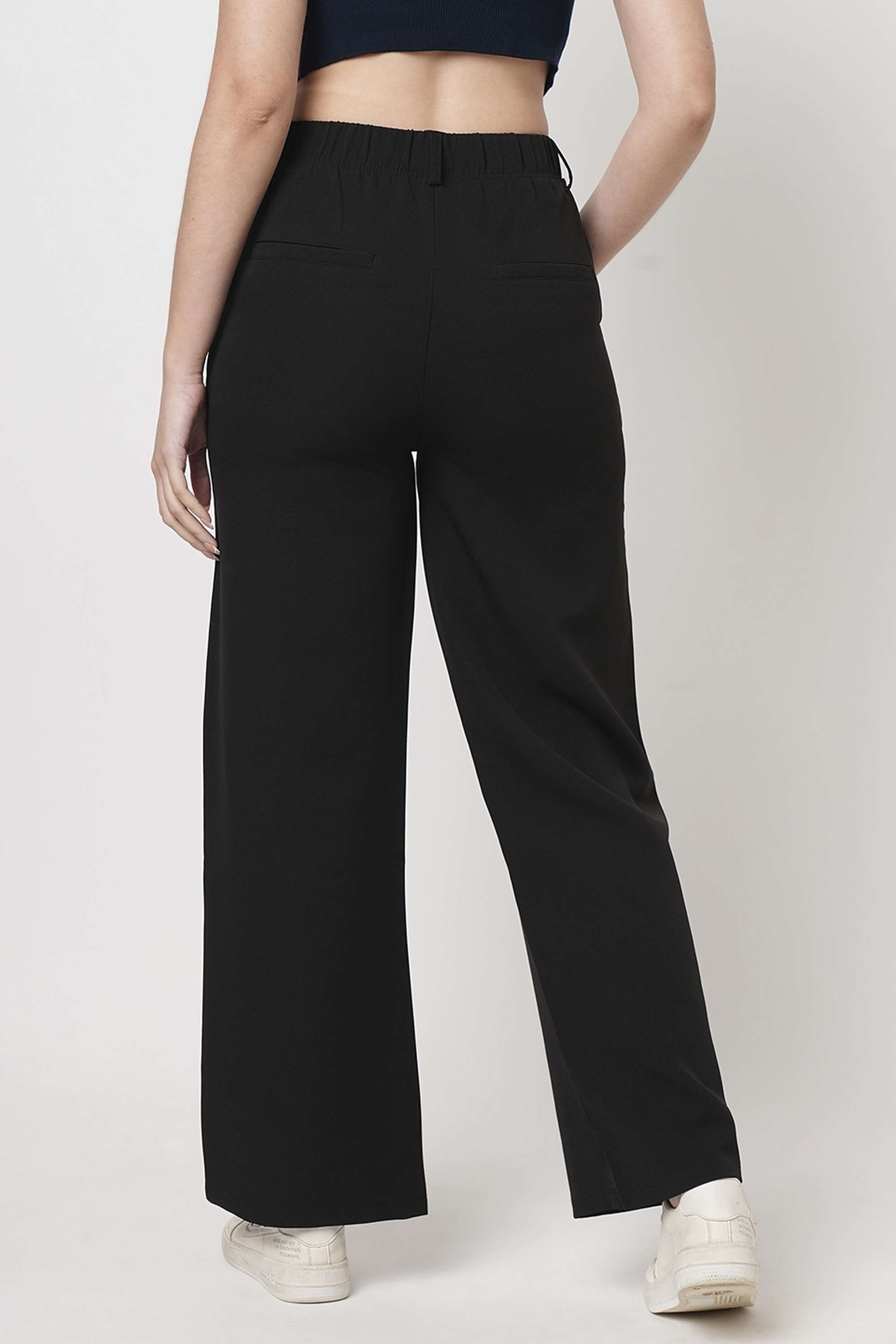 Solid-Relaxed-Fit-Cotton-Women-s-Casual-Wear-Trousers