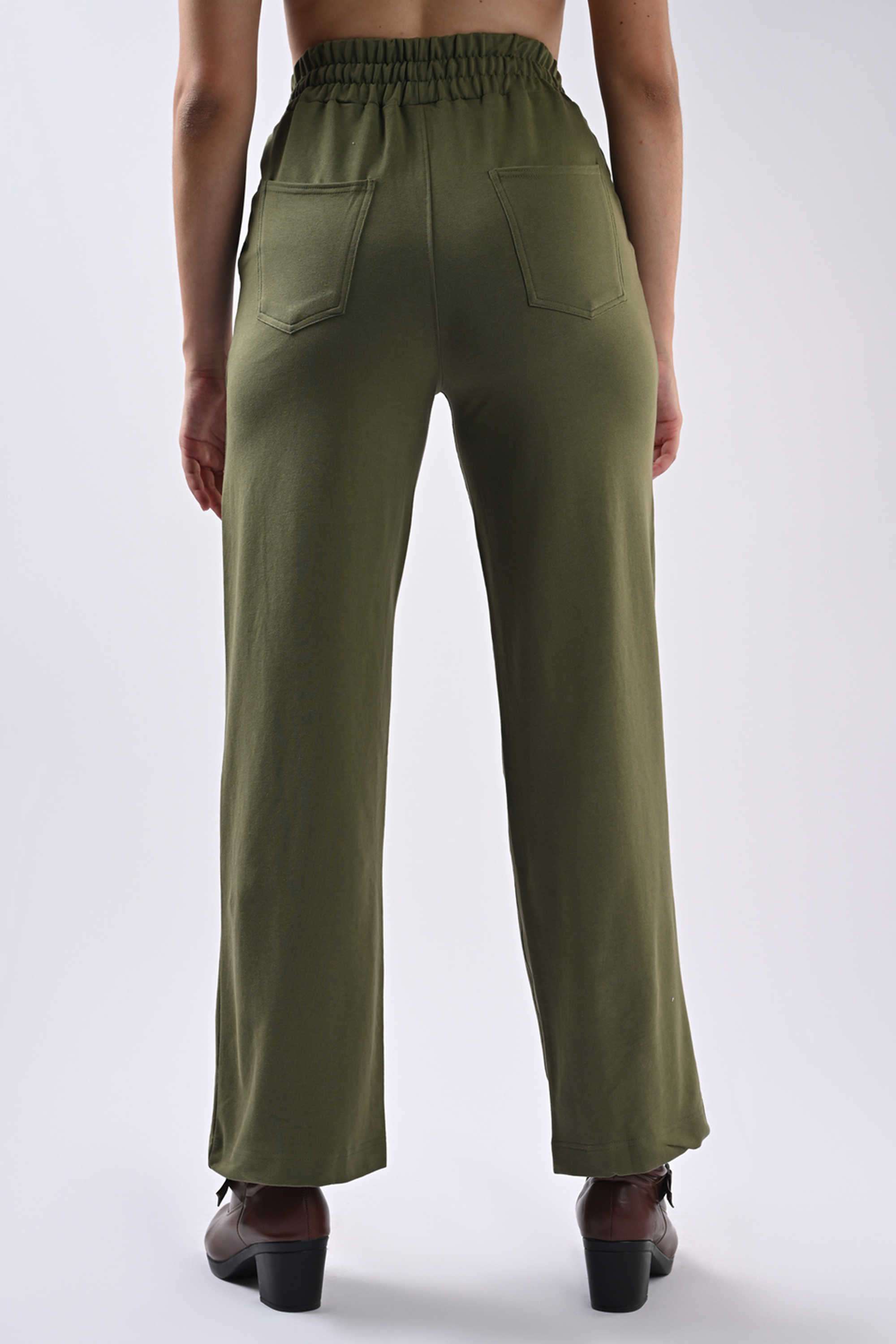 Solid-Relaxed-Fit-Blended-Fabric-Women-s-Casual-Wear-Trousers