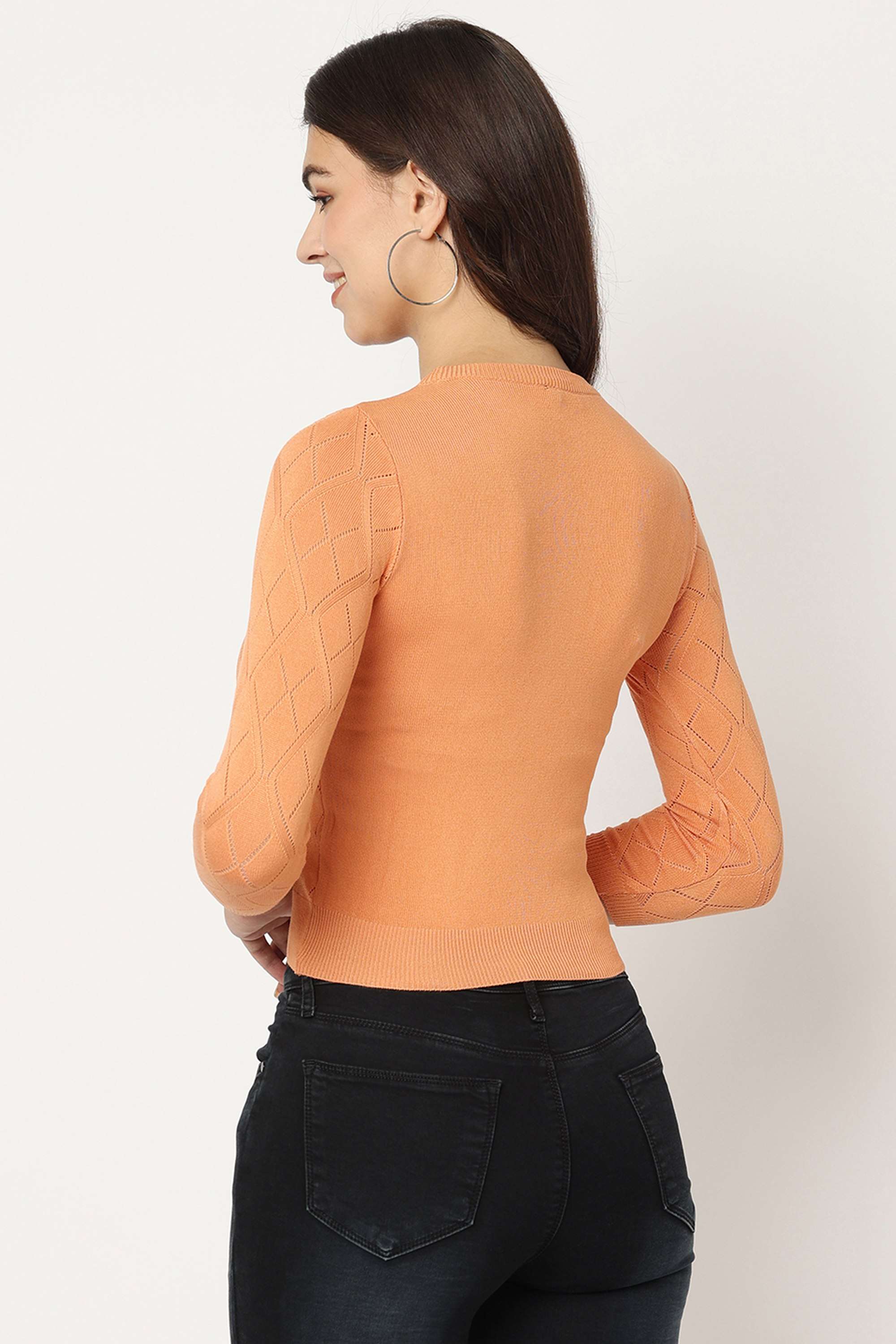 Solid-Acrylic-Round-Neck-Women-s-T-Shirt