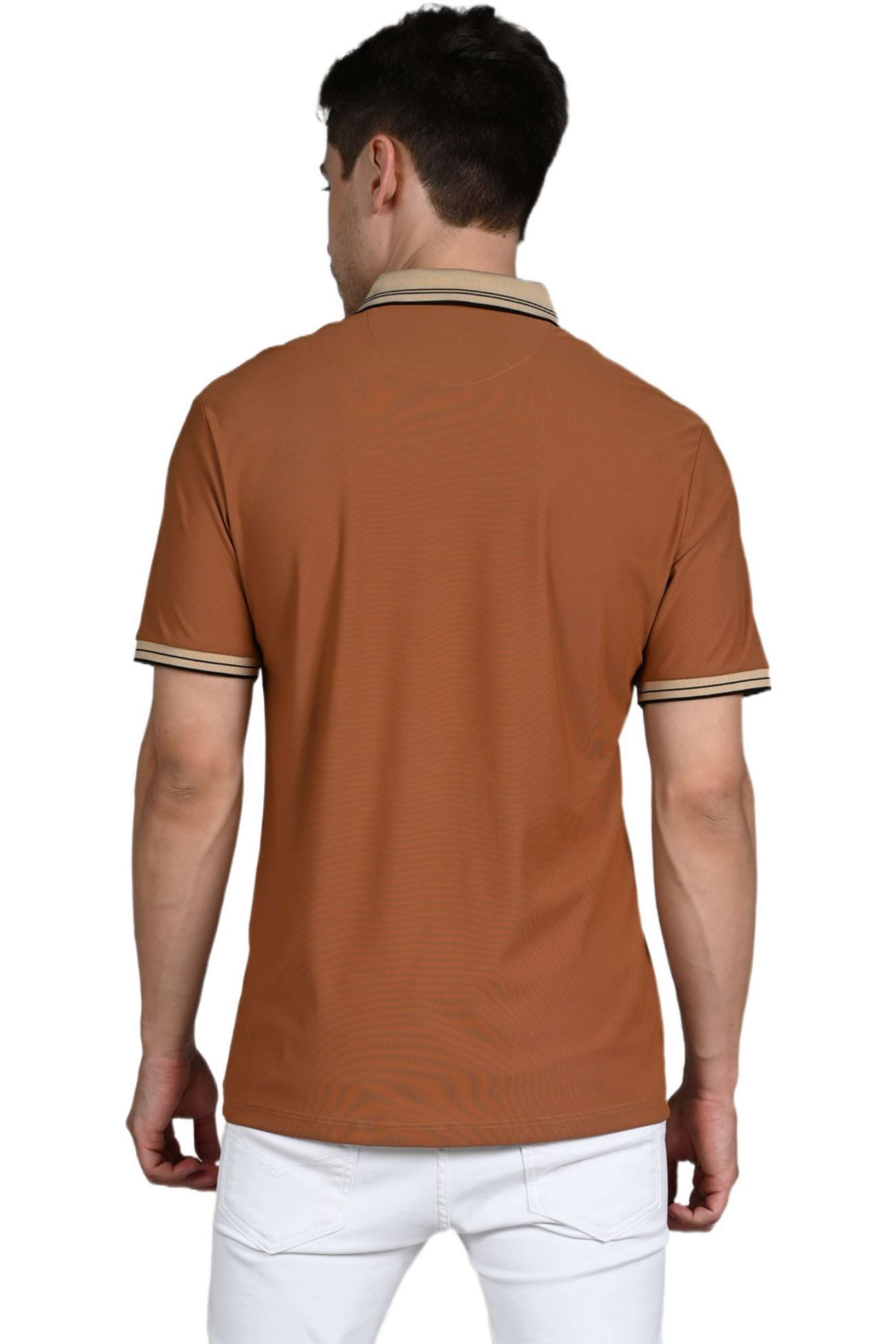 Solid-Blended-Fabric-Slim-Fit-Men-Polo-T-Shirt