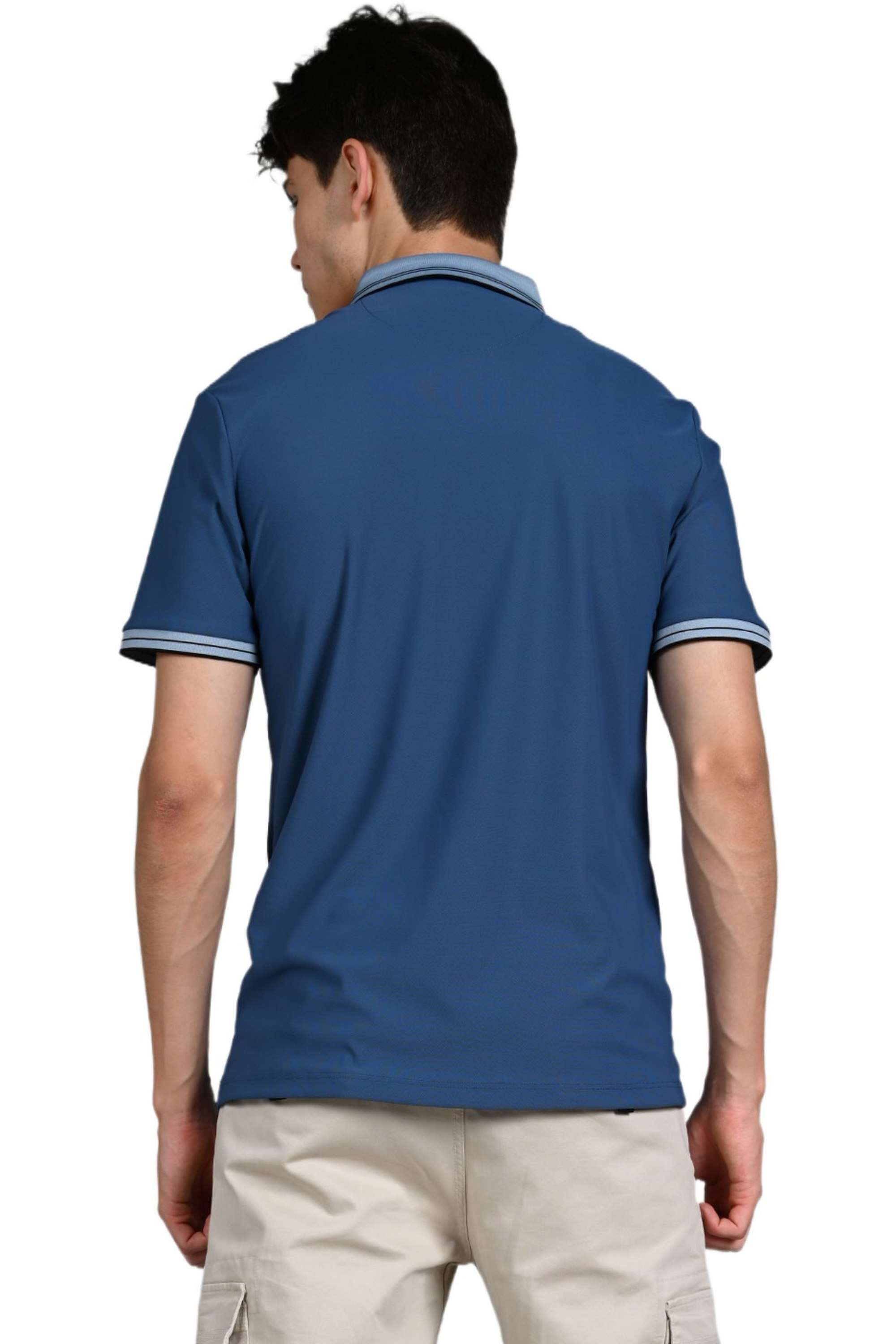 Solid-Blended-Fabric-Slim-Fit-Men-Polo-T-Shirt