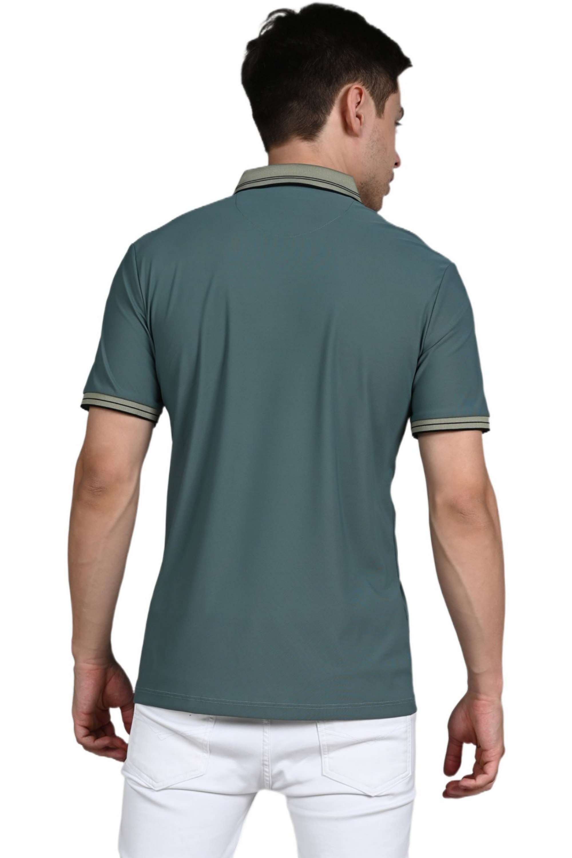 Solid-Blended-Fabric-Slim-Fit-Men-Polo-T-Shirt