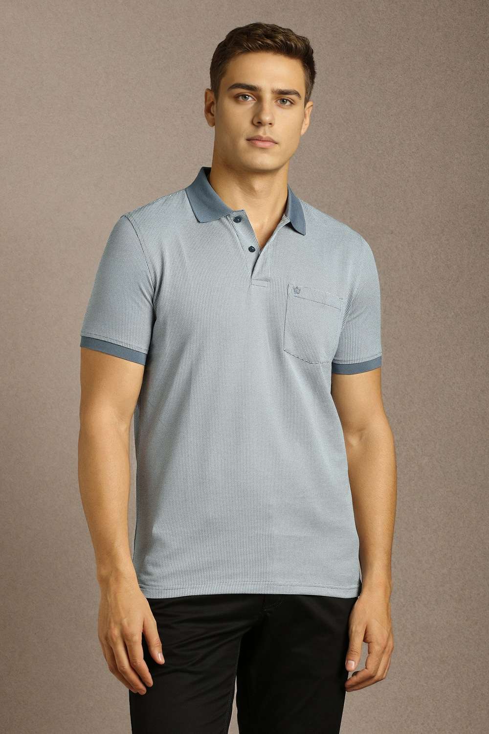 Textured-Polyester-Blend-Polo-Men-s-T-Shirt