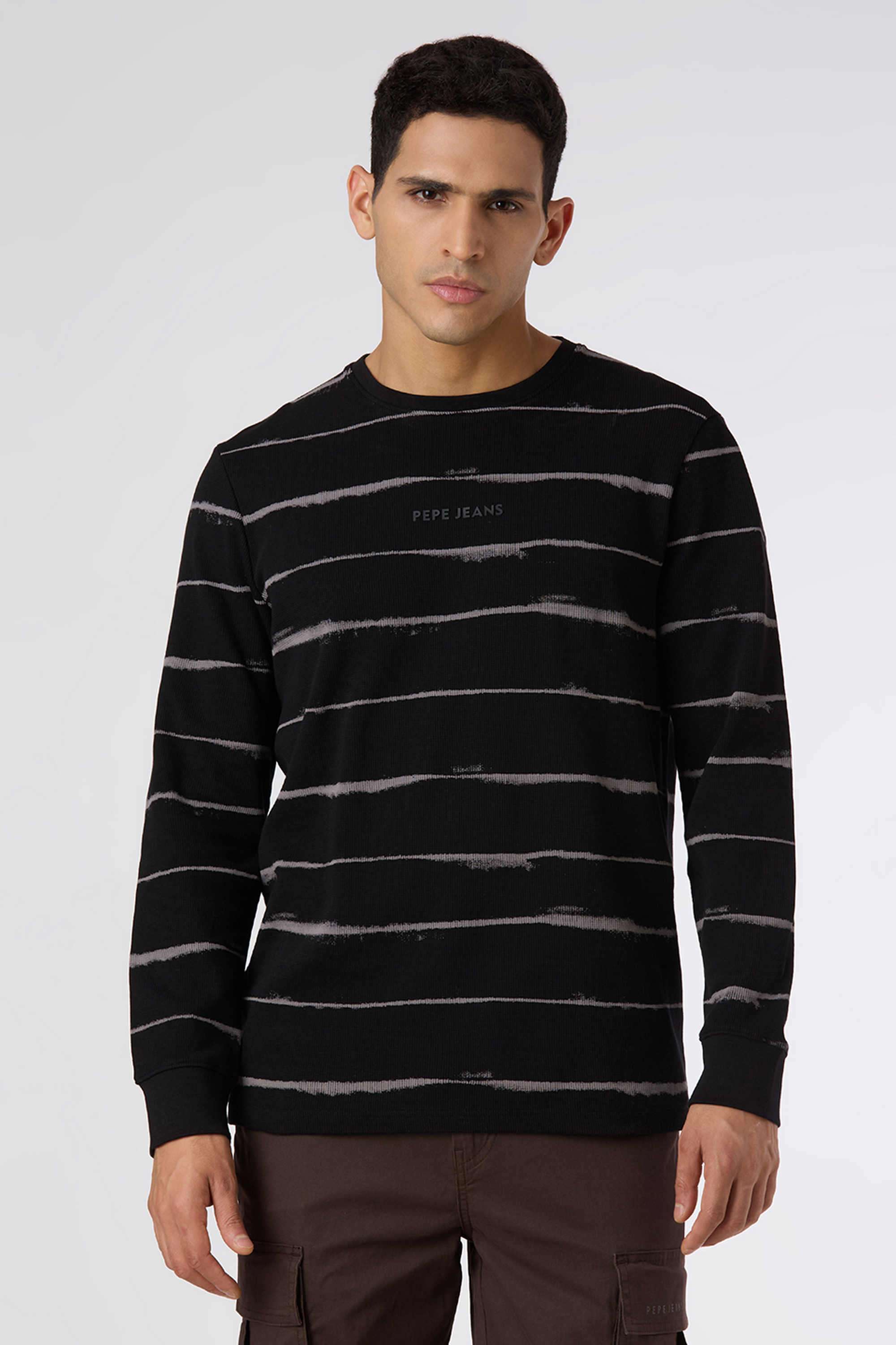Stripes-Blended-Fabric-Slim-Fit-Men-T-Shirt
