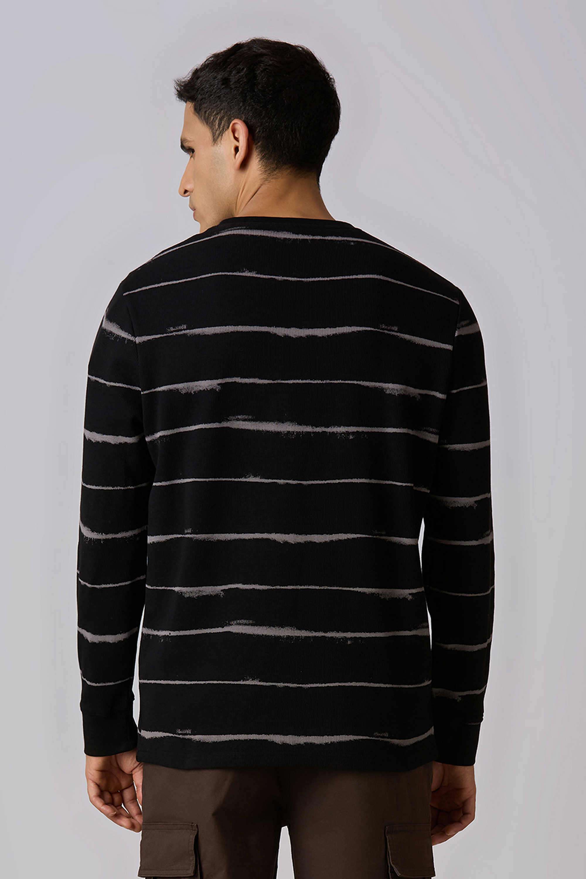 Stripes-Blended-Fabric-Slim-Fit-Men-T-Shirt