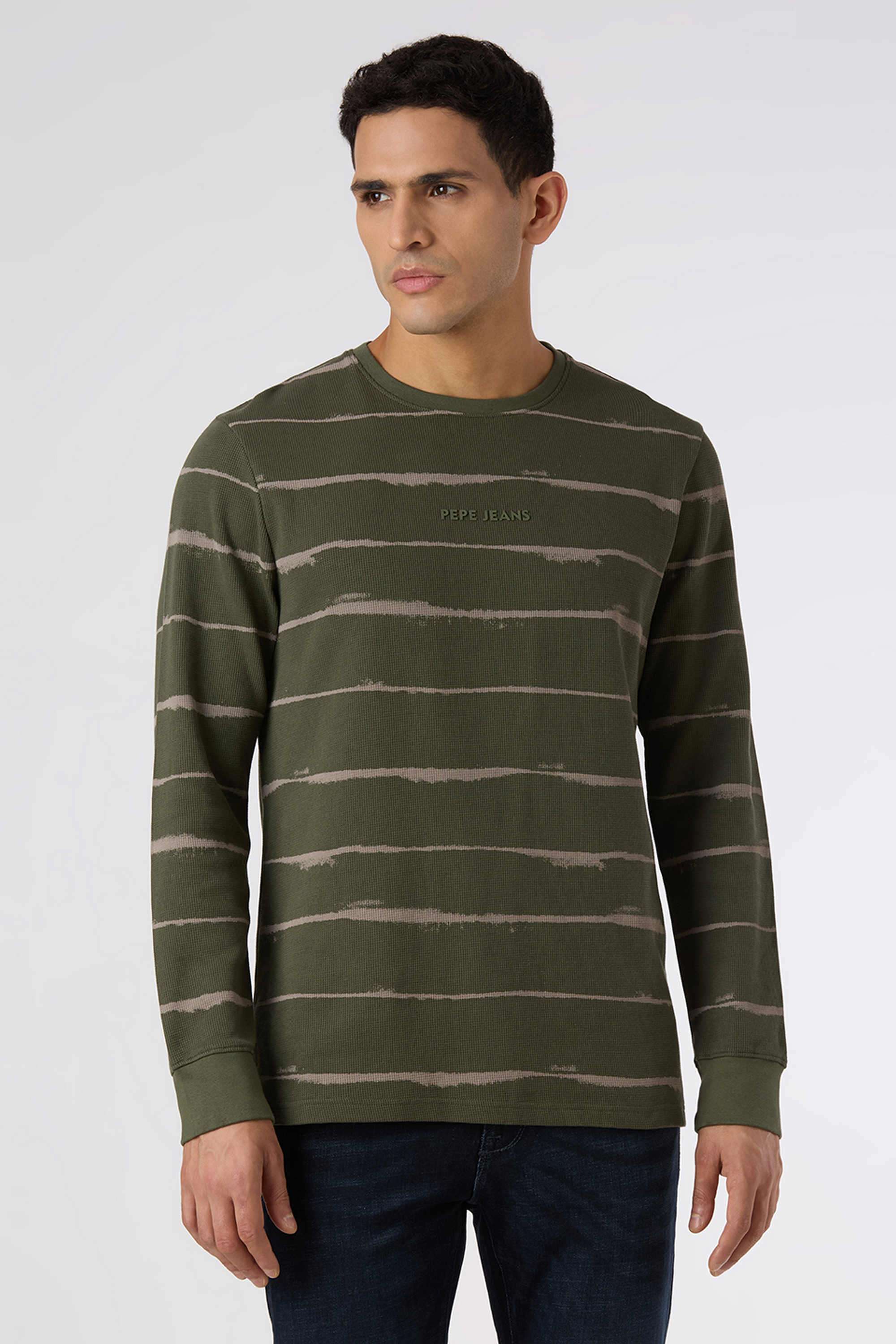 Stripes-Blended-Fabric-Slim-Fit-Men-T-Shirt