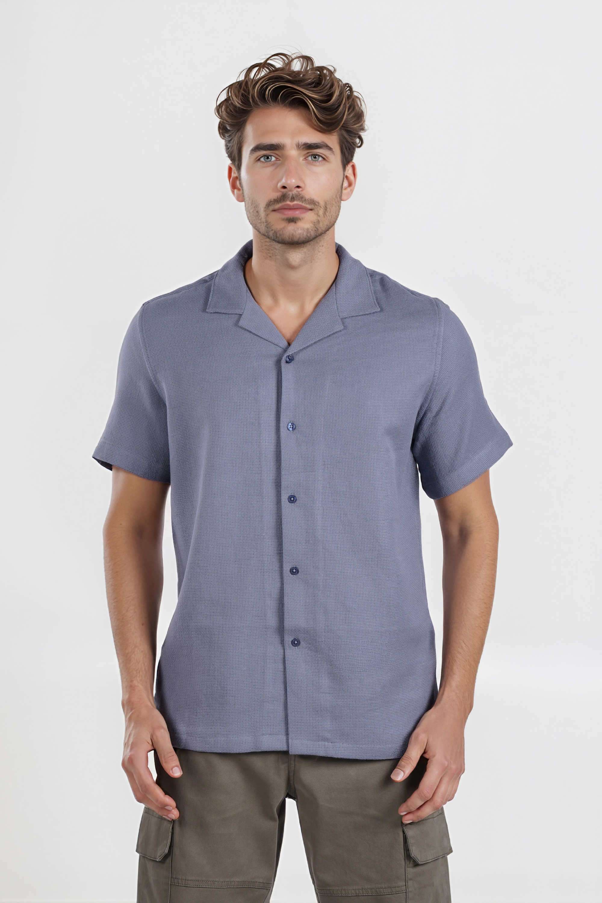 Solid-Cotton-Regular-Fit-Men-s-Casual-Wear-Shirt