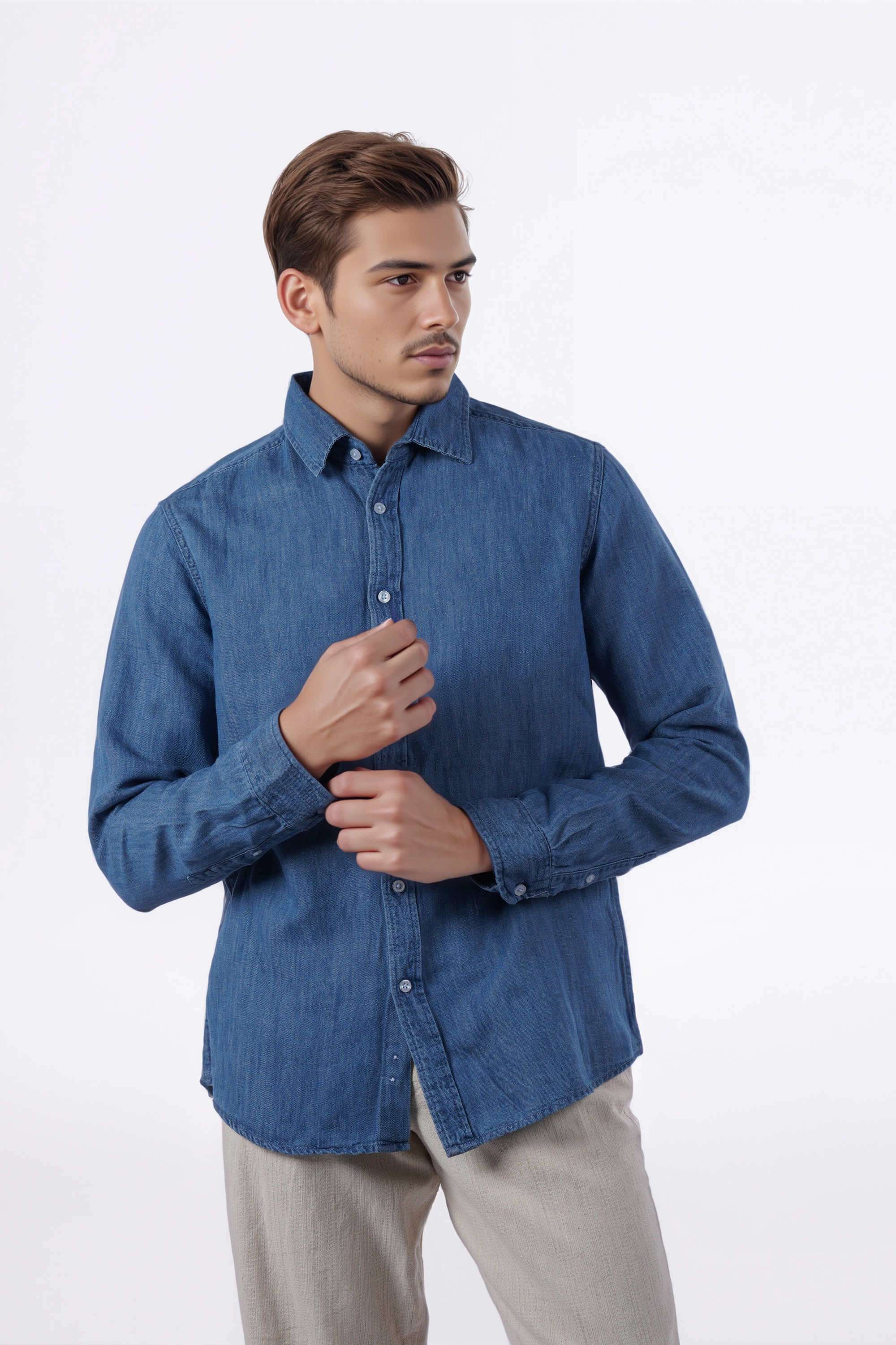 Solid-Cotton-Regular-Fit-Men-s-Casual-Wear-Shirt