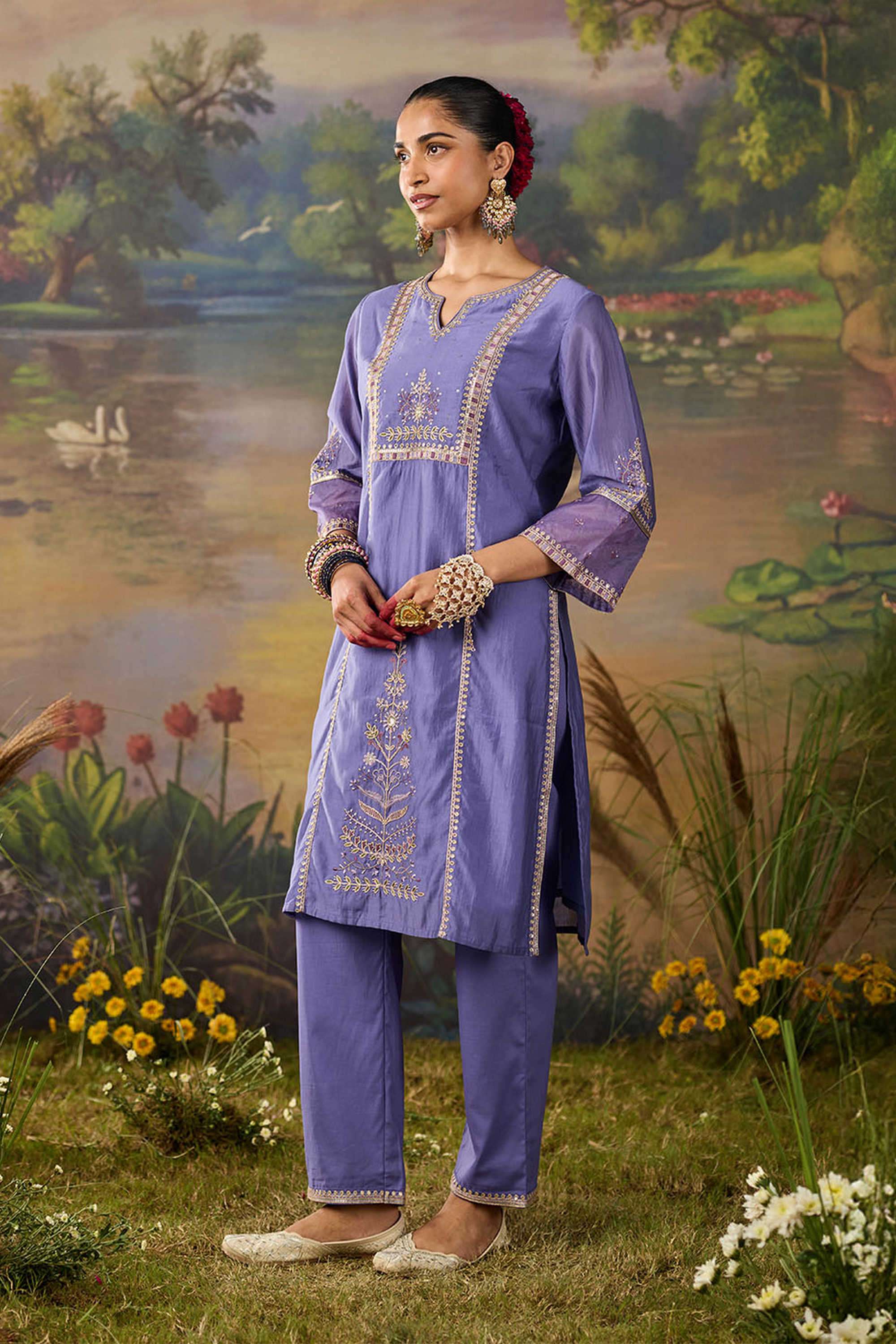 Solid-Silk-Women-s-Festive-Wear-Kurta-Set