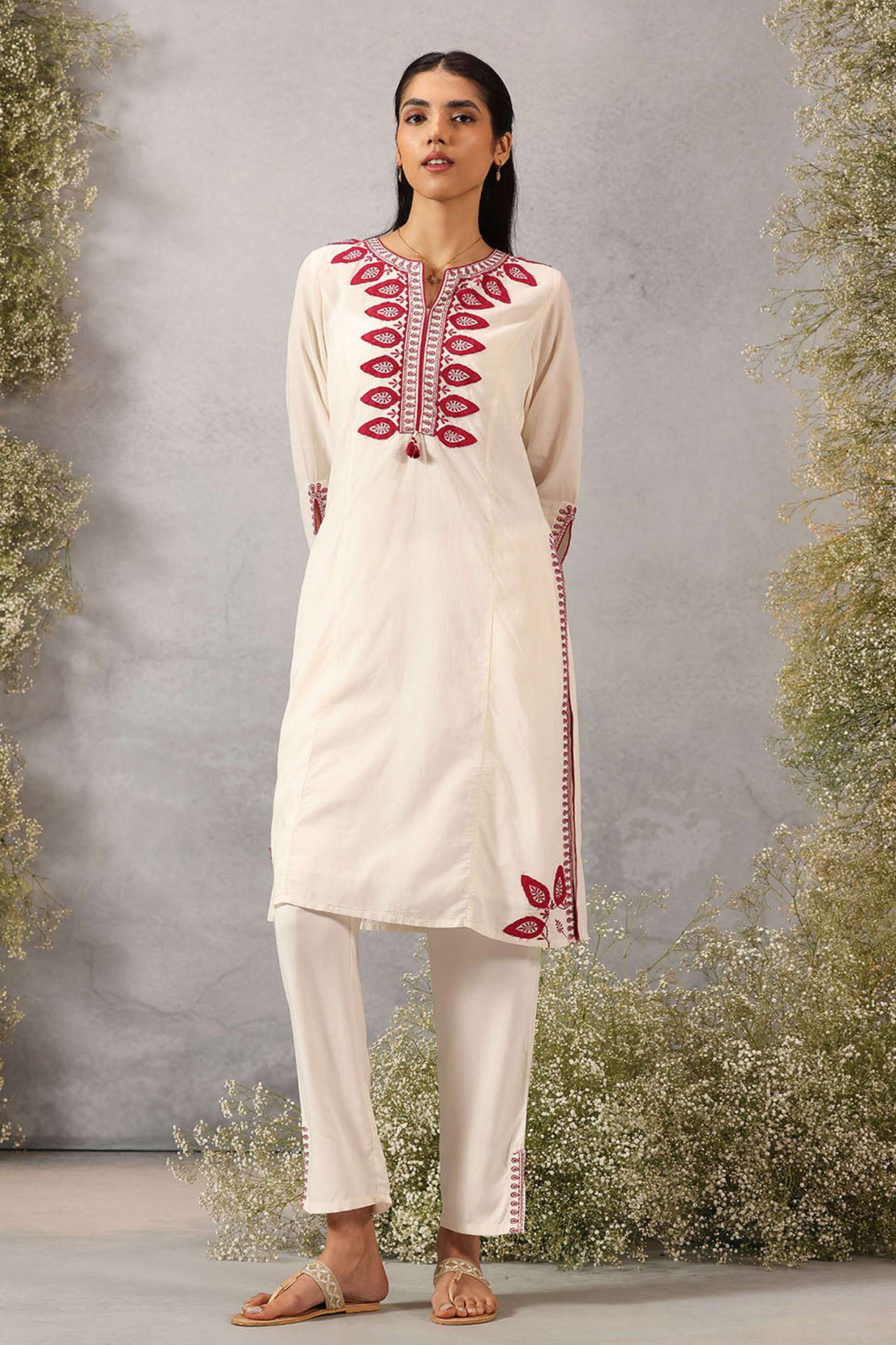 Embroidered-Viscose-Satin-Slit-Neck-Women-s-Festive-Wear-Kurta