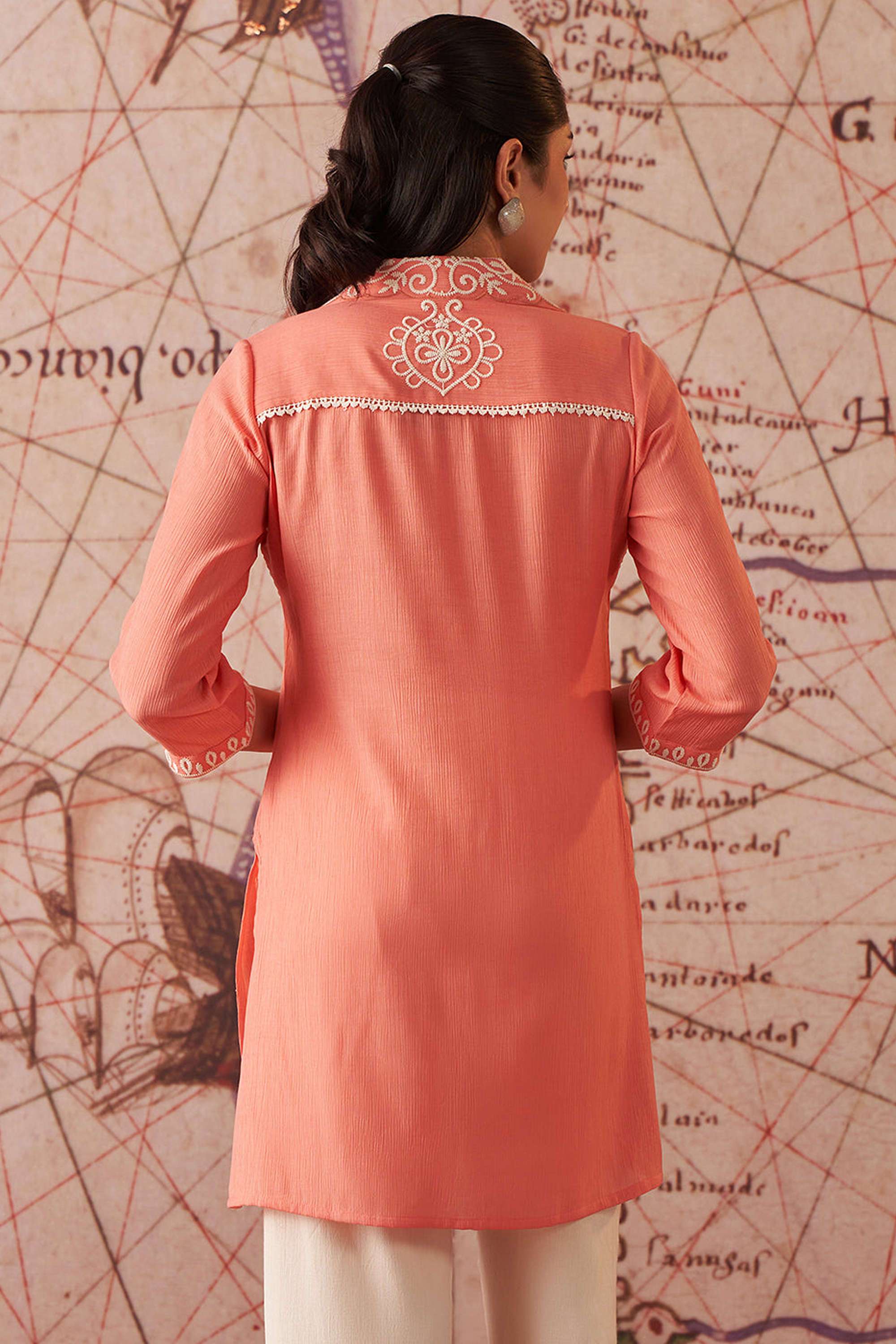 Embroidered-Blended-Fabric-Round-Neck-Women-s-Festive-Wear-Tunic