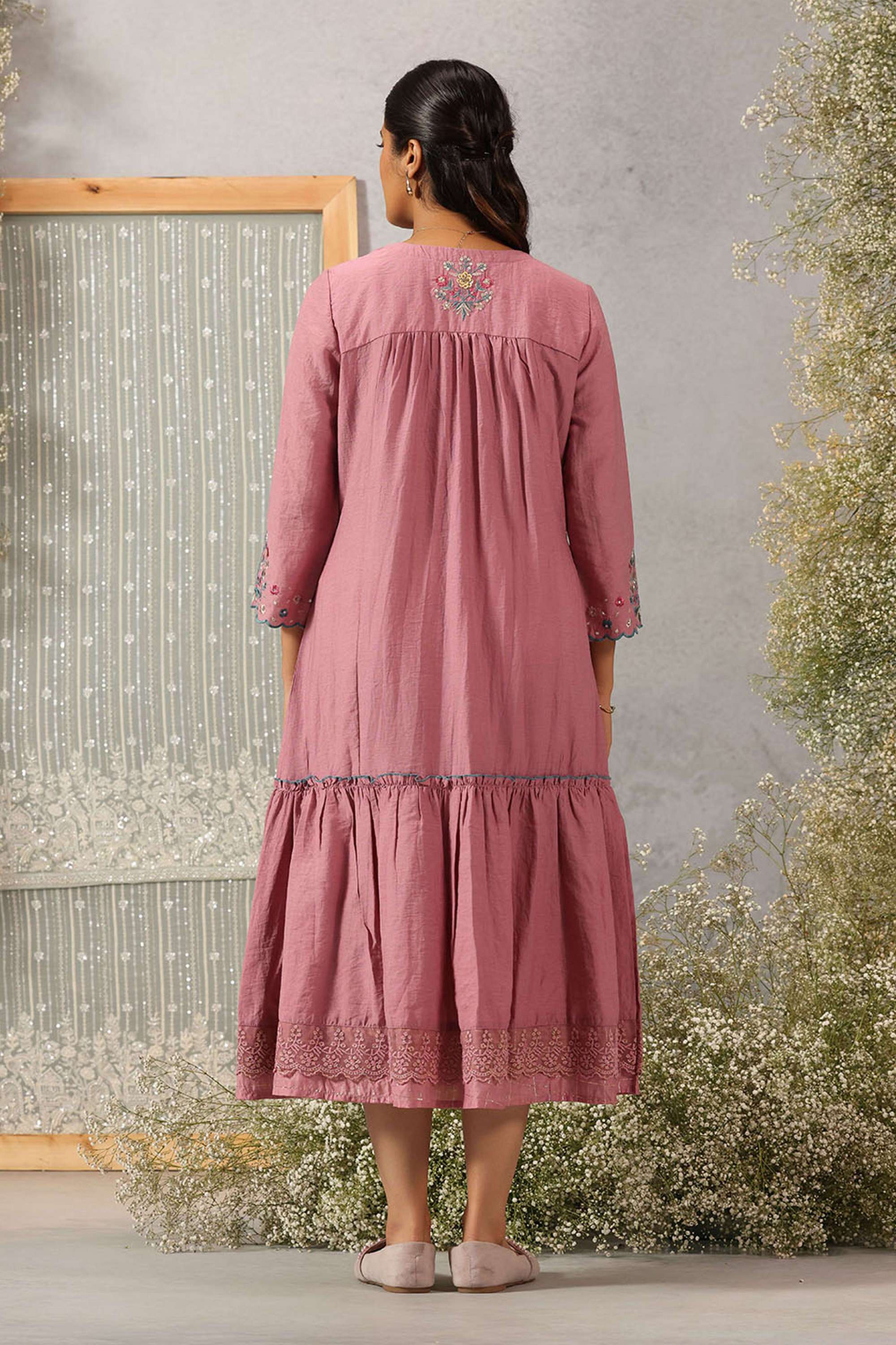 Embroidered-Viscose-Slit-Neck-Women-s-Dress