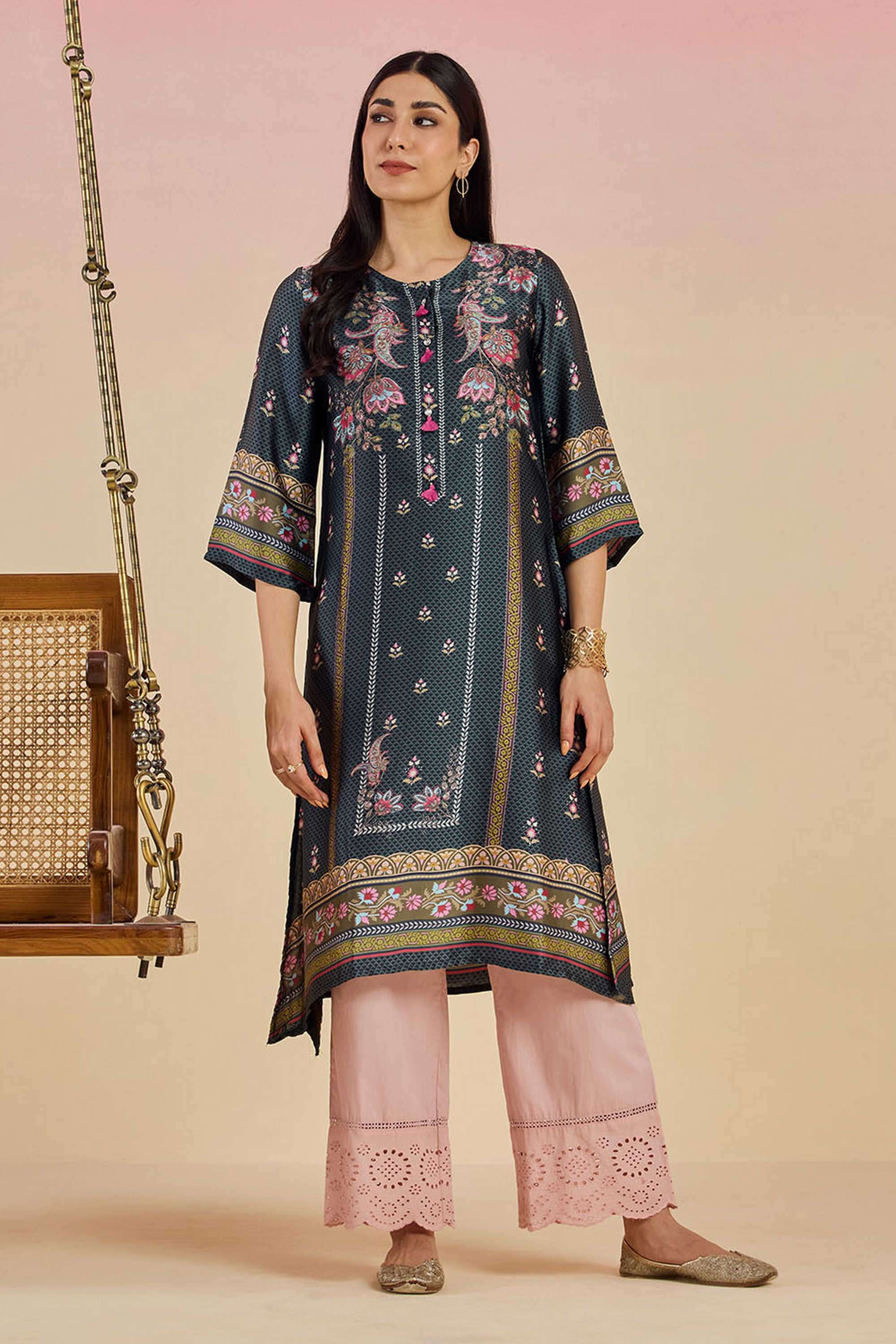 Solid-Blended-Fabric-Women-s-Festive-Wear-Kurti